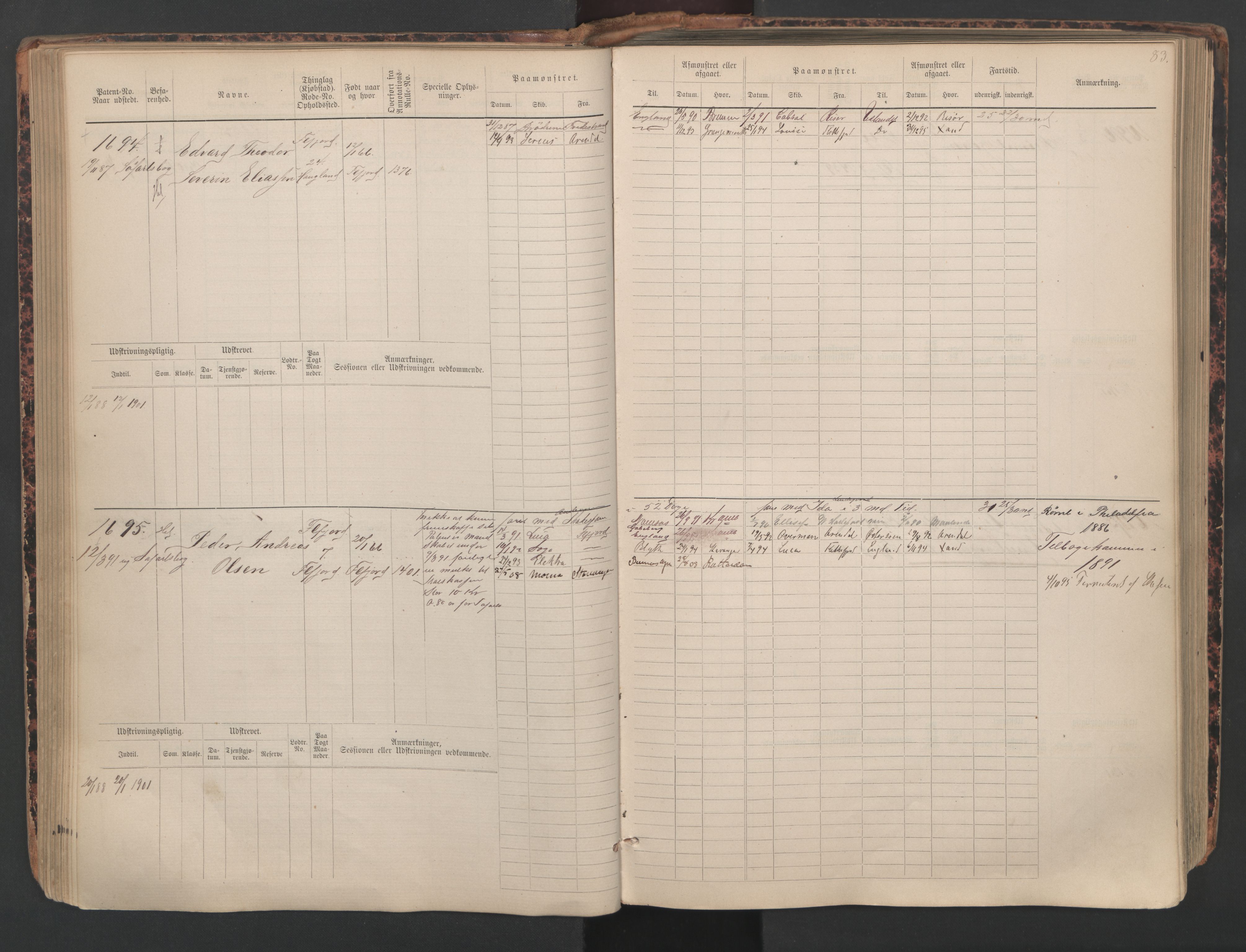 Flekkefjord mønstringskrets, AV/SAK-2031-0018/F/Fb/L0010: Hovedrulle nr 1534-2329, Æ-7, 1884-1948, p. 85