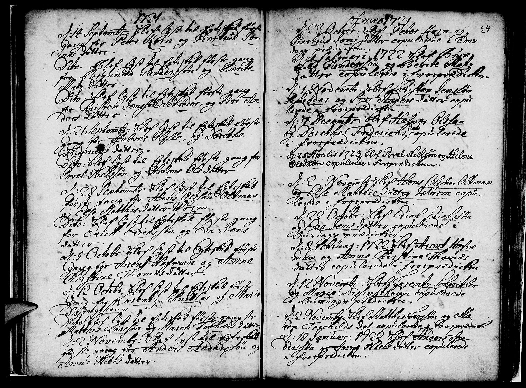 Nykirken Sokneprestembete, AV/SAB-A-77101/H/Haa/L0007: Parish register (official) no. A 7, 1719-1781, p. 24