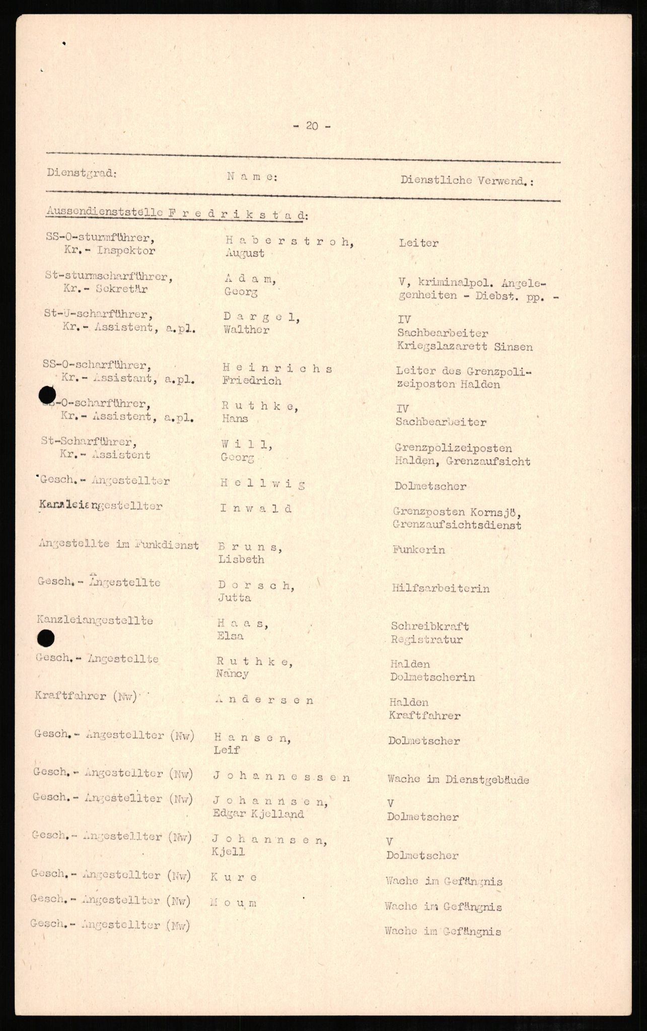 Forsvaret, Forsvarets overkommando II, AV/RA-RAFA-3915/D/Db/L0004: CI Questionaires. Tyske okkupasjonsstyrker i Norge. Tyskere., 1945-1946, p. 329