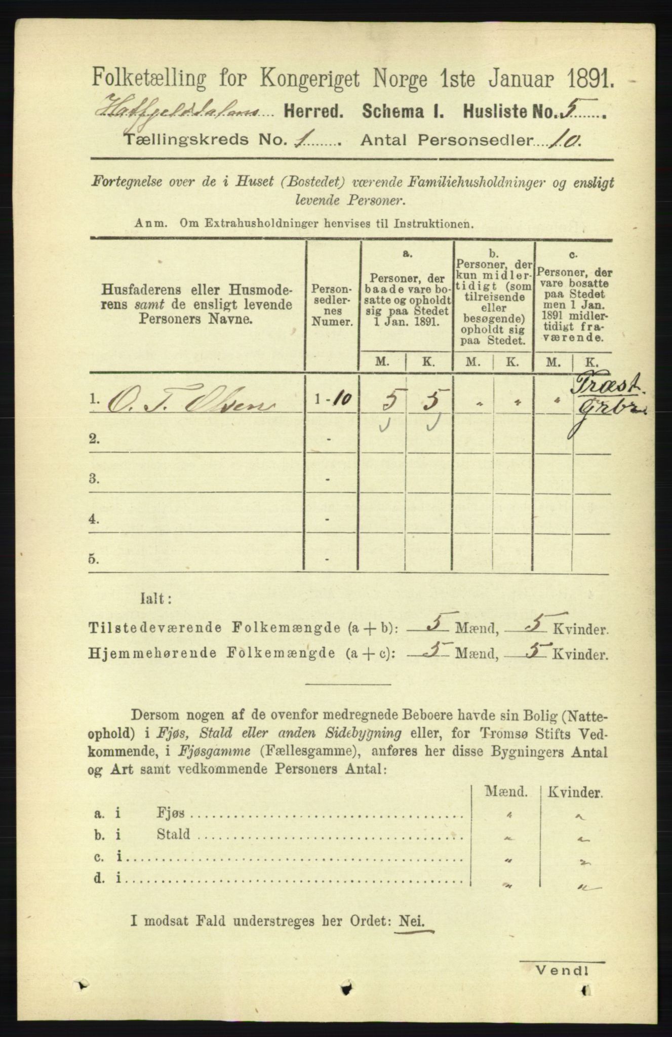 RA, 1891 census for 1826 Hattfjelldal, 1891, p. 22