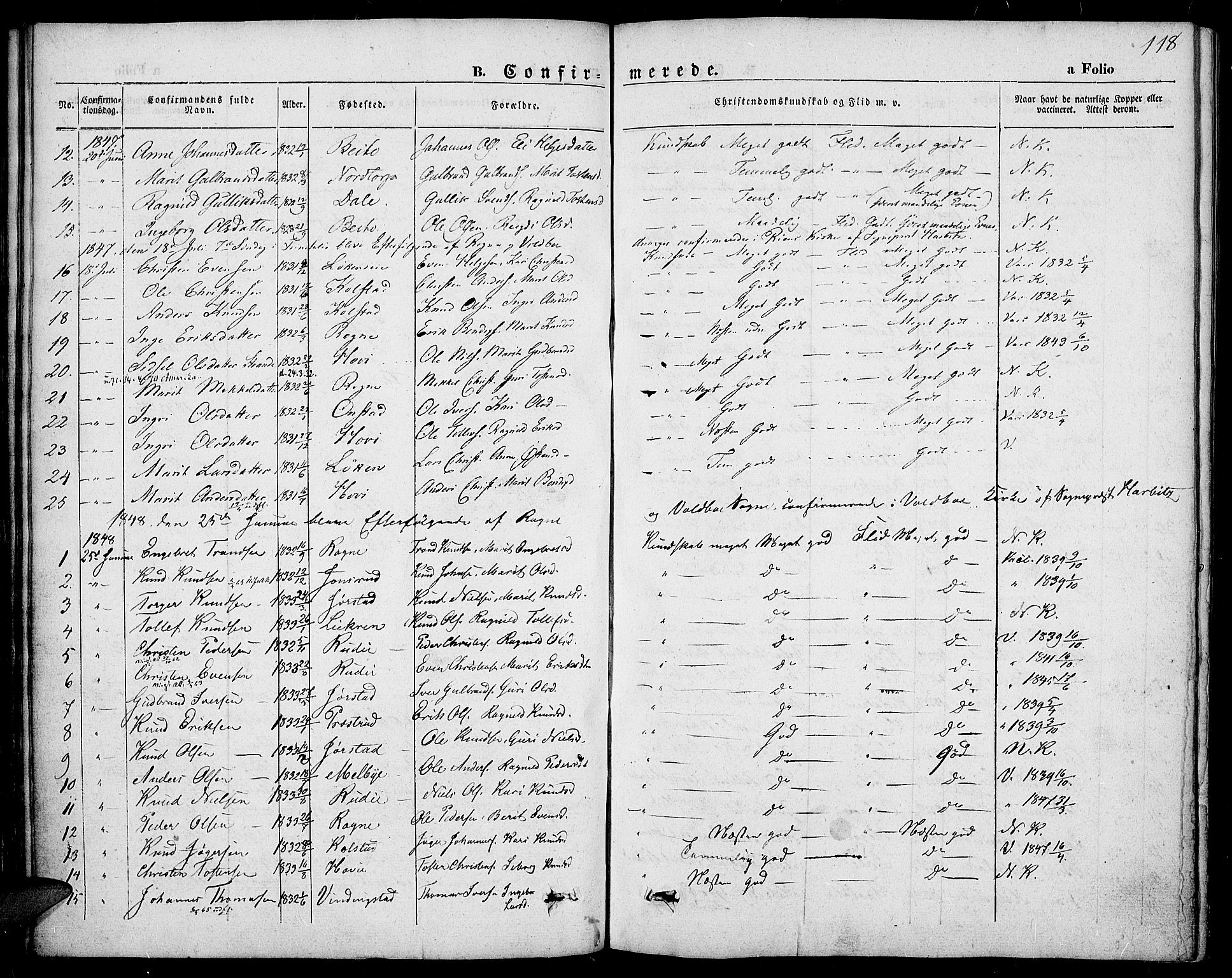 Slidre prestekontor, AV/SAH-PREST-134/H/Ha/Haa/L0004: Parish register (official) no. 4, 1831-1848, p. 118