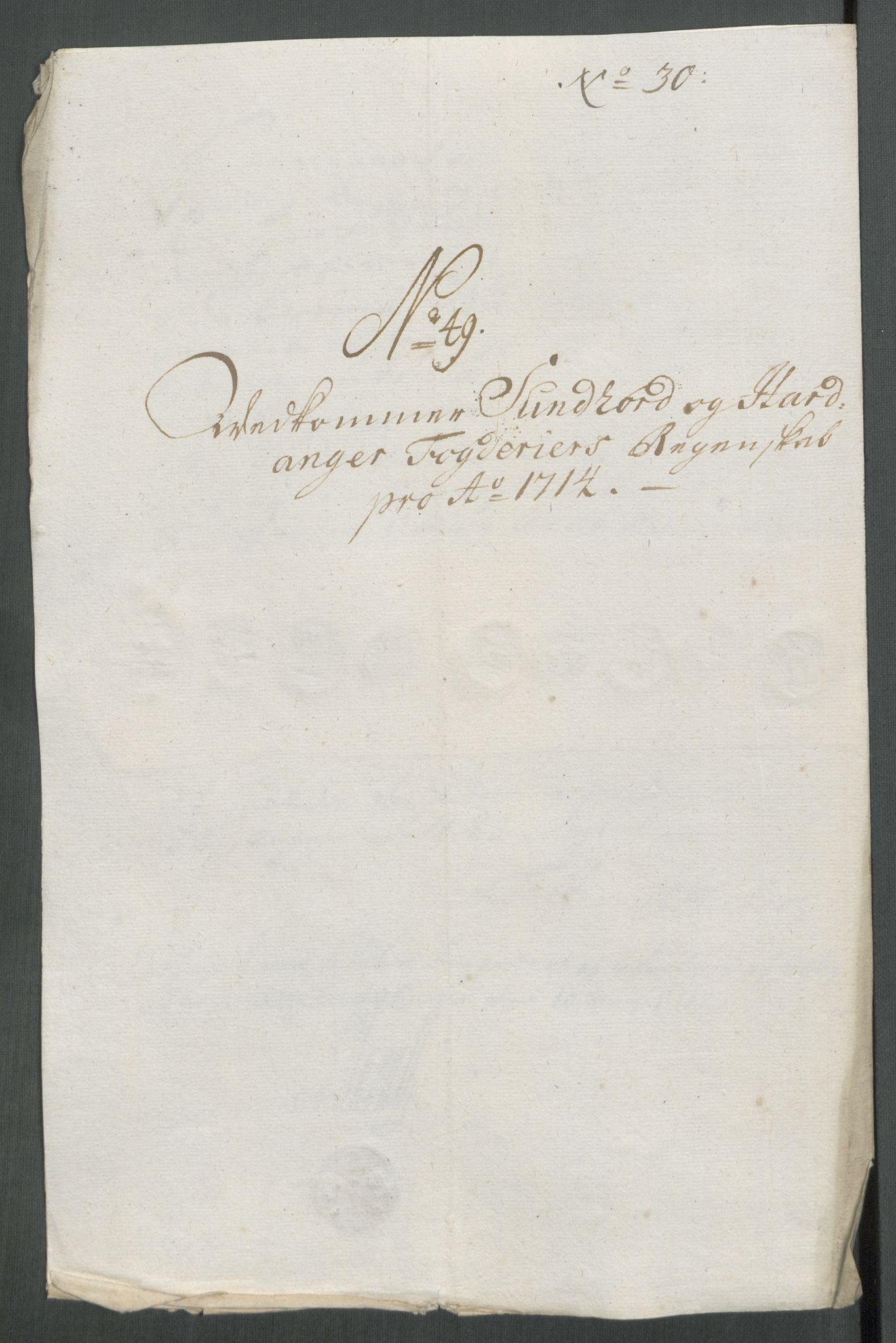 Rentekammeret inntil 1814, Reviderte regnskaper, Fogderegnskap, AV/RA-EA-4092/R48/L2990: Fogderegnskap Sunnhordland og Hardanger, 1714, p. 315