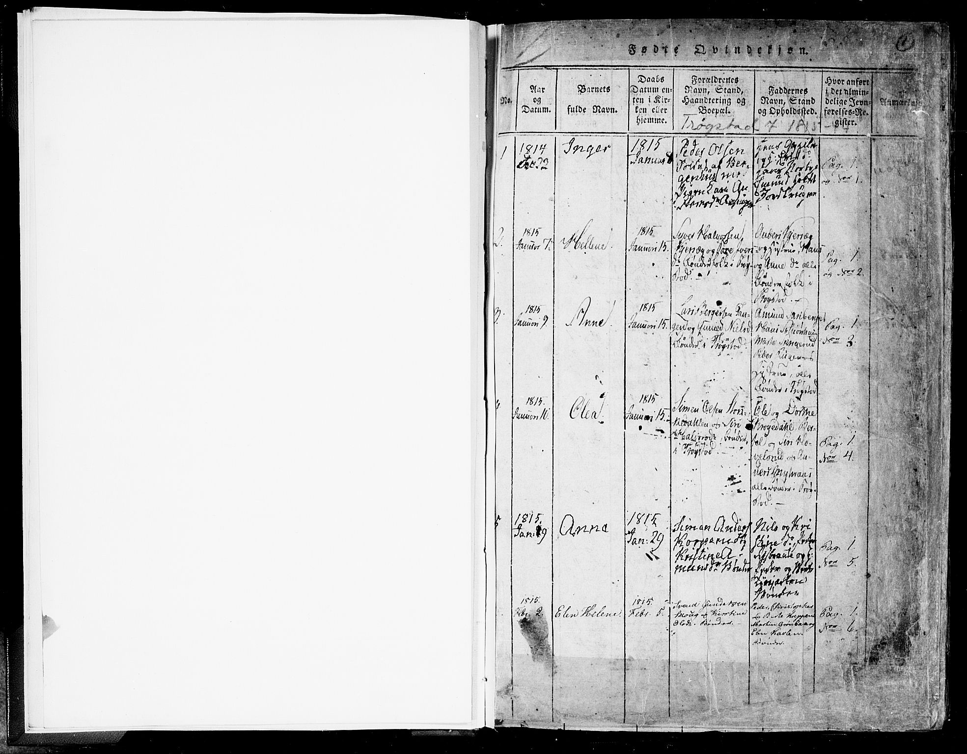 Trøgstad prestekontor Kirkebøker, AV/SAO-A-10925/F/Fa/L0006: Parish register (official) no. I 6, 1815-1844, p. 1