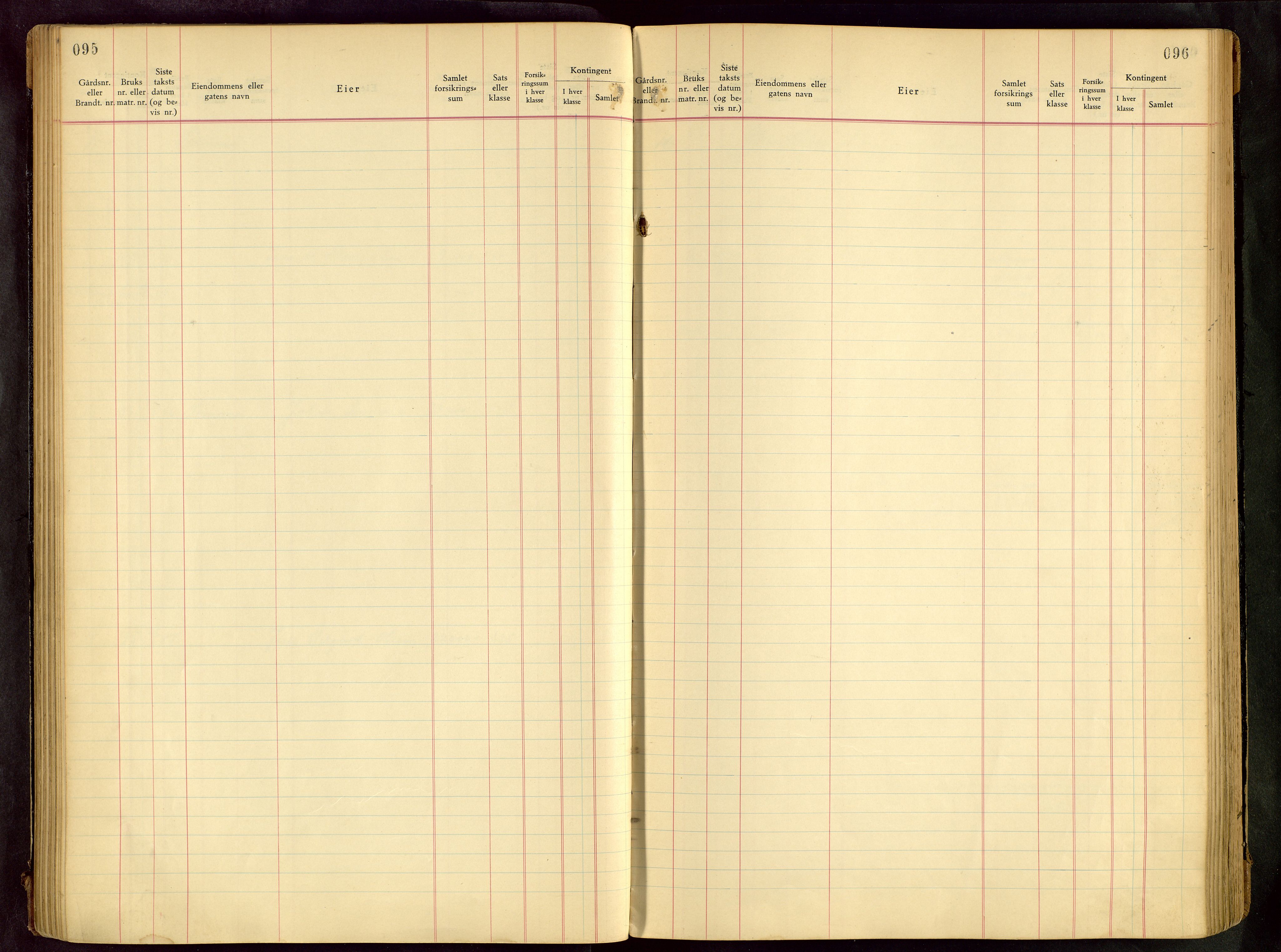 Håland lensmannskontor, SAST/A-100100/Goa/L0001: Beregningsprotokoll brannforsikring, 1932-1947, p. 95-96