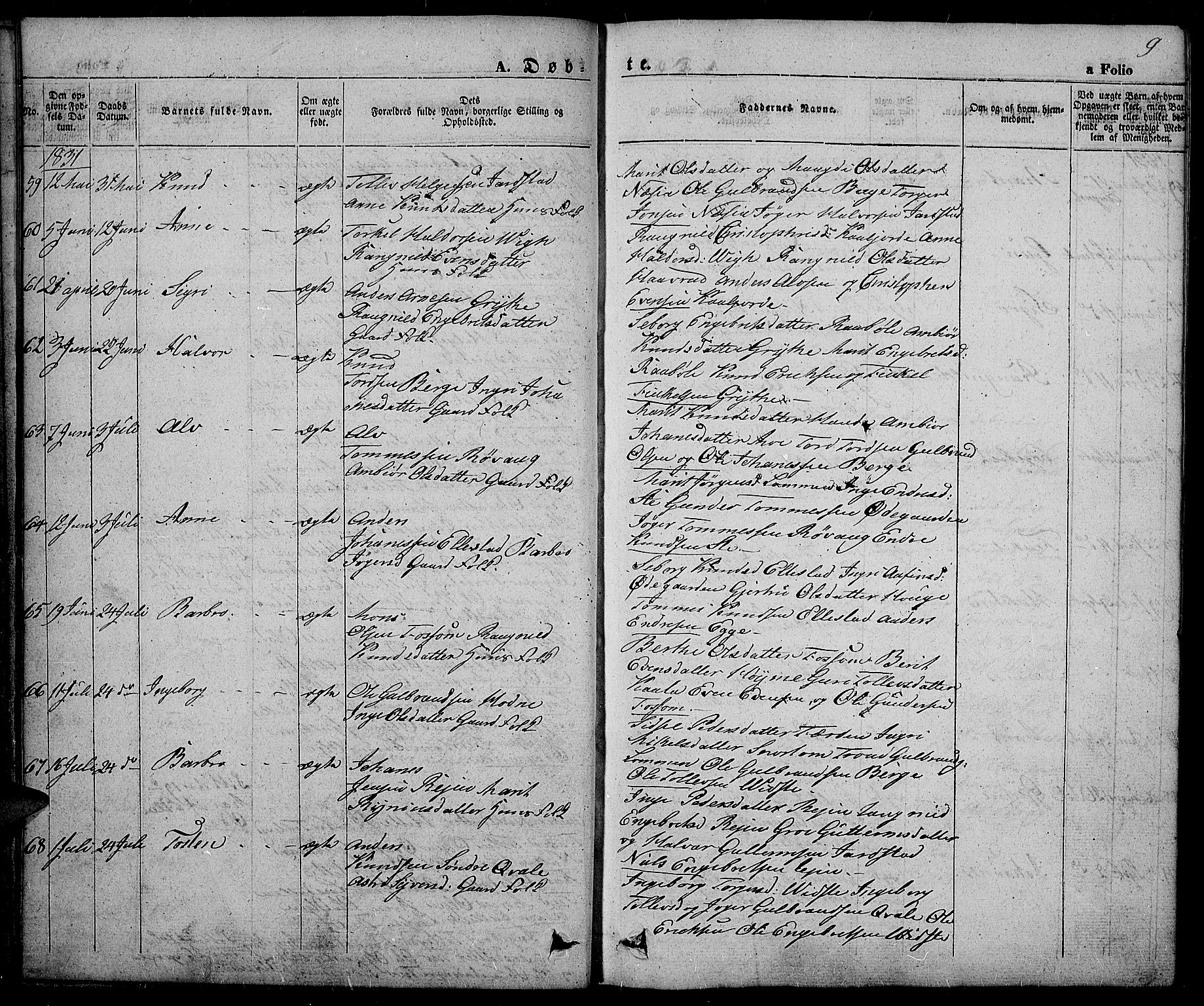 Slidre prestekontor, AV/SAH-PREST-134/H/Ha/Haa/L0003: Parish register (official) no. 3, 1831-1843, p. 9