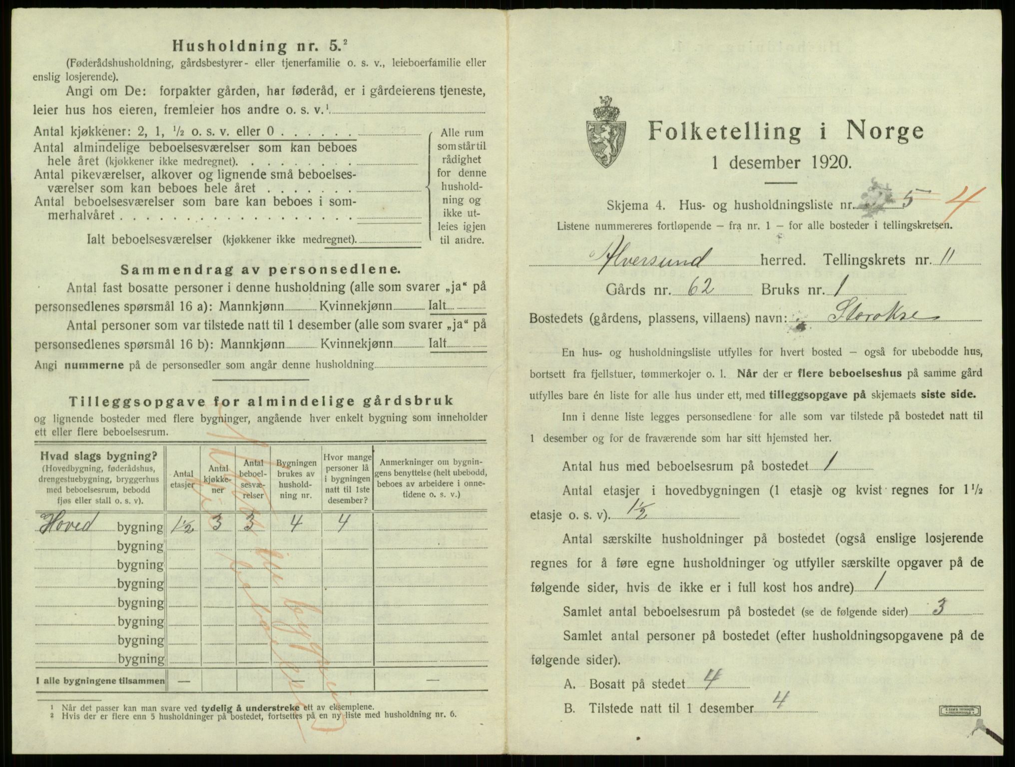 SAB, 1920 census for Alversund, 1920, p. 868