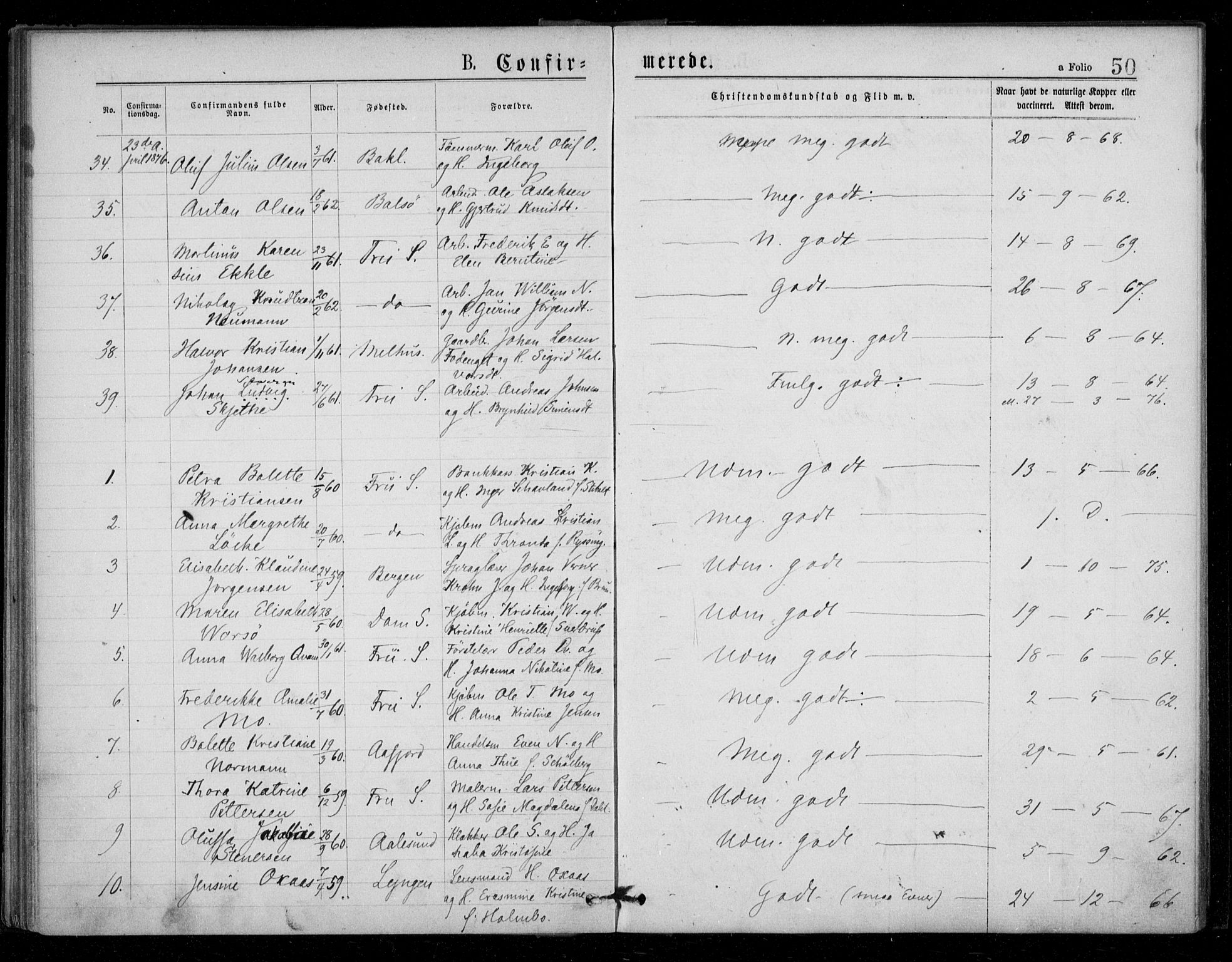 Ministerialprotokoller, klokkerbøker og fødselsregistre - Sør-Trøndelag, AV/SAT-A-1456/602/L0121: Parish register (official) no. 602A19, 1872-1879, p. 50