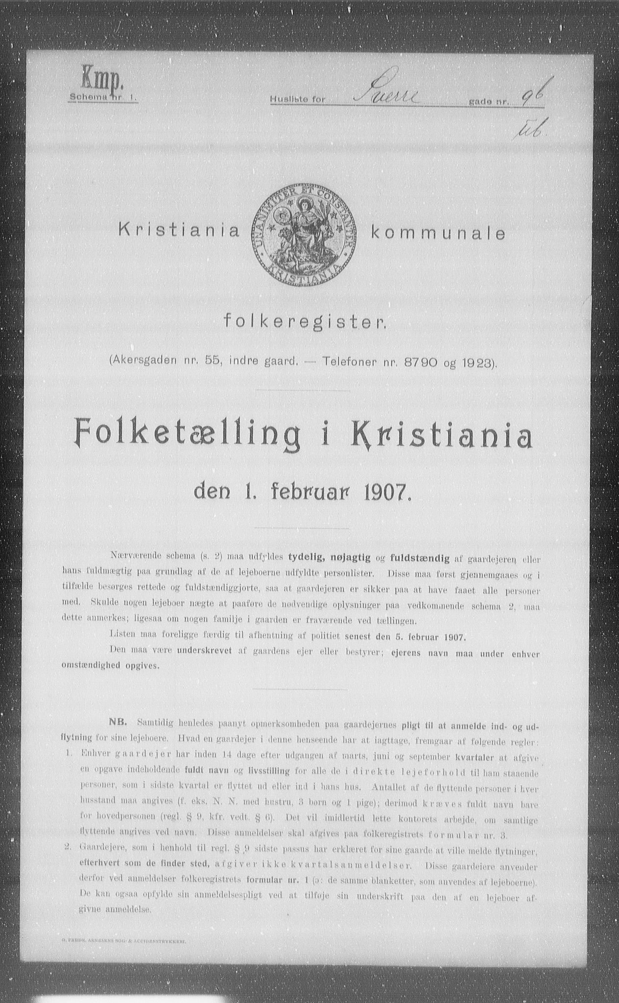 OBA, Municipal Census 1907 for Kristiania, 1907, p. 53915