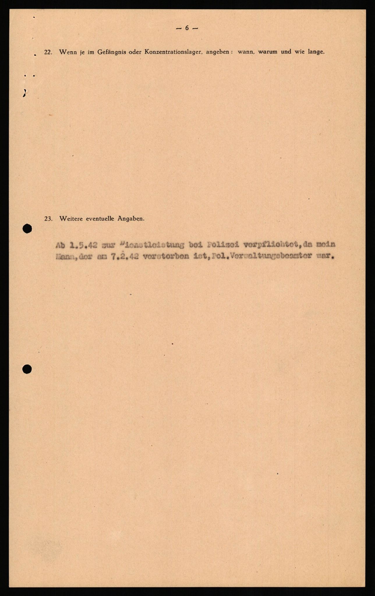 Forsvaret, Forsvarets overkommando II, RA/RAFA-3915/D/Db/L0027: CI Questionaires. Tyske okkupasjonsstyrker i Norge. Tyskere., 1945-1946, p. 463