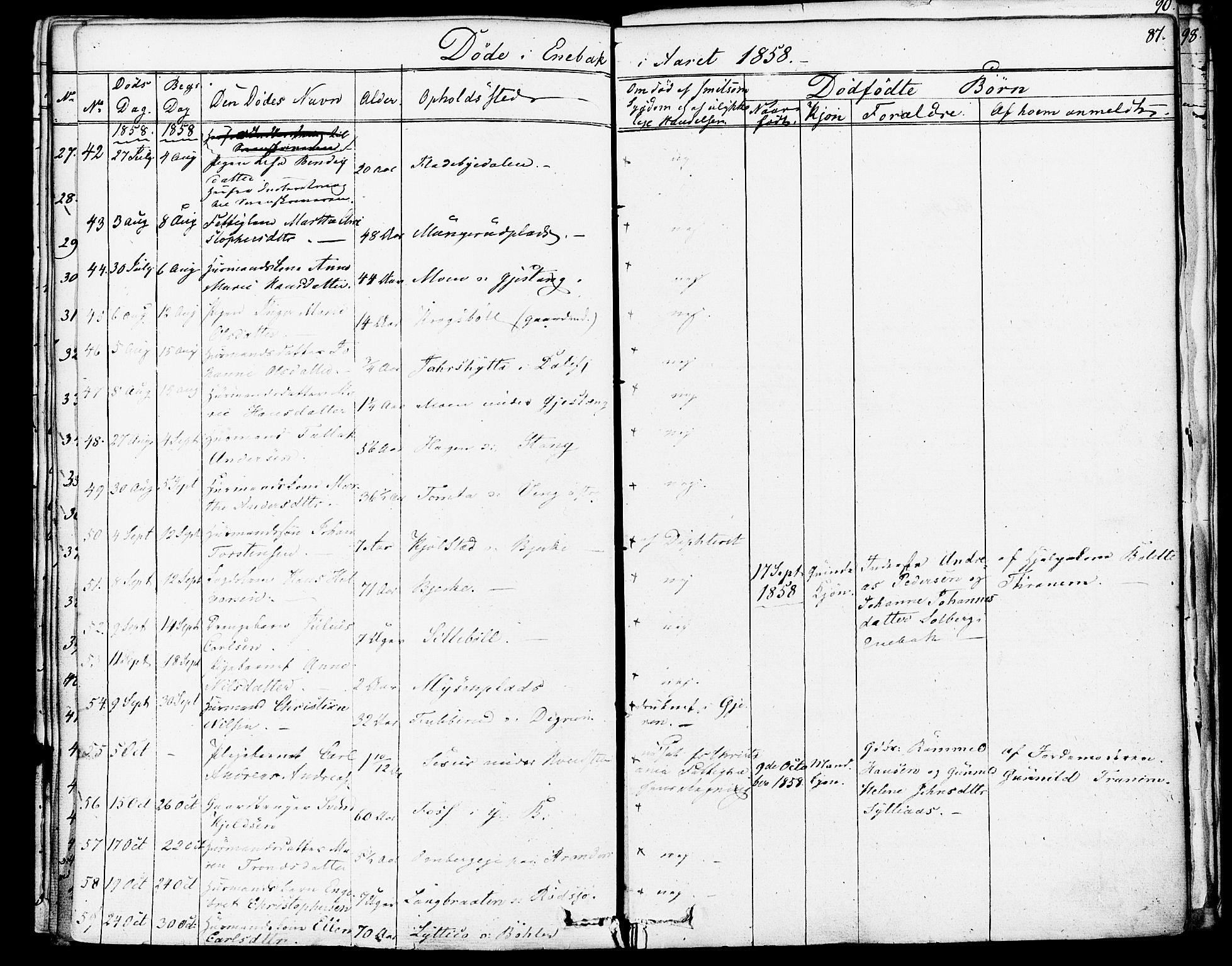 Enebakk prestekontor Kirkebøker, AV/SAO-A-10171c/F/Fa/L0013: Parish register (official) no. I 13, 1832-1882, p. 87