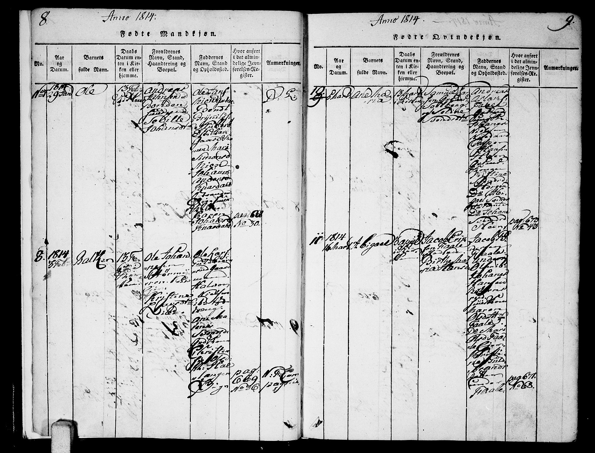 Ås prestekontor Kirkebøker, AV/SAO-A-10894/F/Fa/L0003: Parish register (official) no. I 3, 1814-1818, p. 8-9