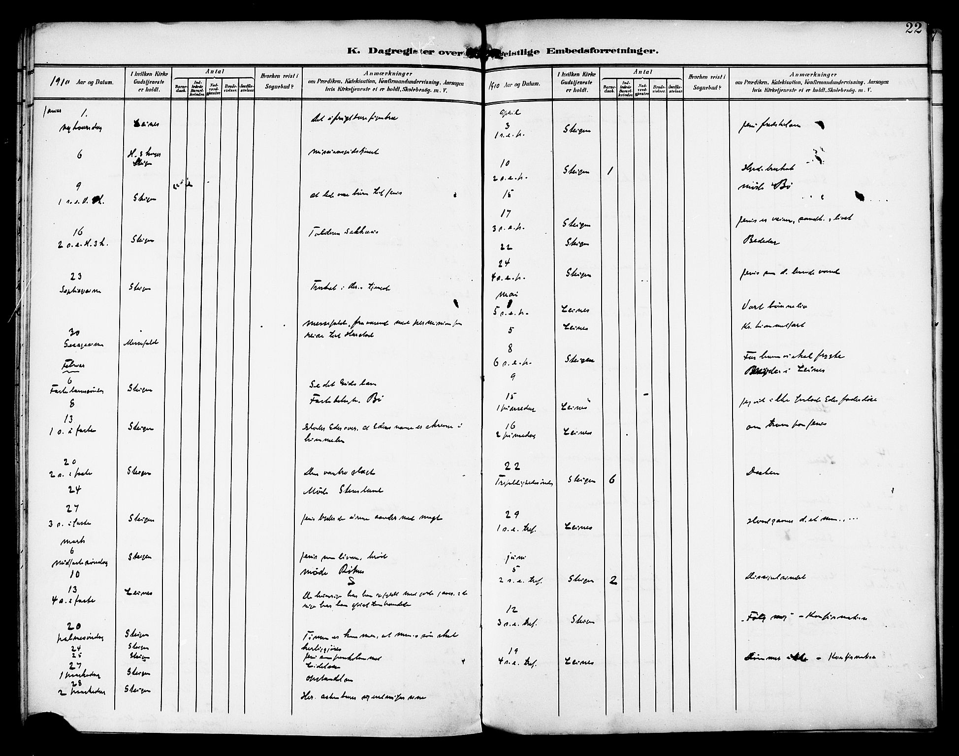 Ministerialprotokoller, klokkerbøker og fødselsregistre - Nordland, SAT/A-1459/857/L0823: Diary records no. 857A03, 1903-1914, p. 22
