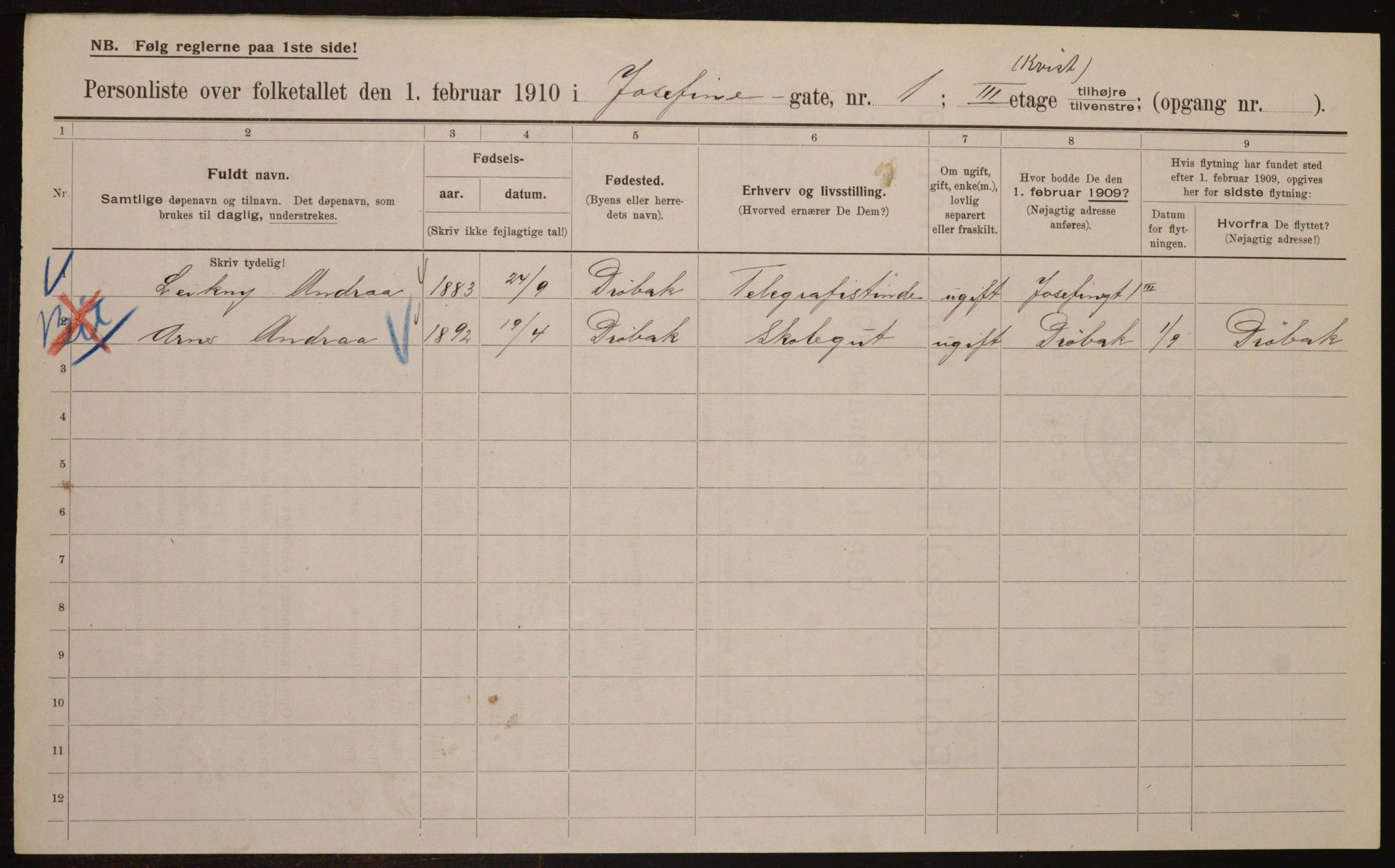 OBA, Municipal Census 1910 for Kristiania, 1910, p. 45986