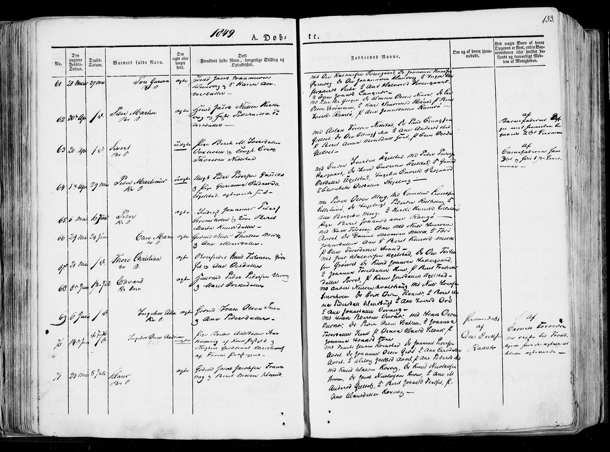 Ministerialprotokoller, klokkerbøker og fødselsregistre - Møre og Romsdal, AV/SAT-A-1454/568/L0803: Parish register (official) no. 568A10, 1830-1853, p. 133