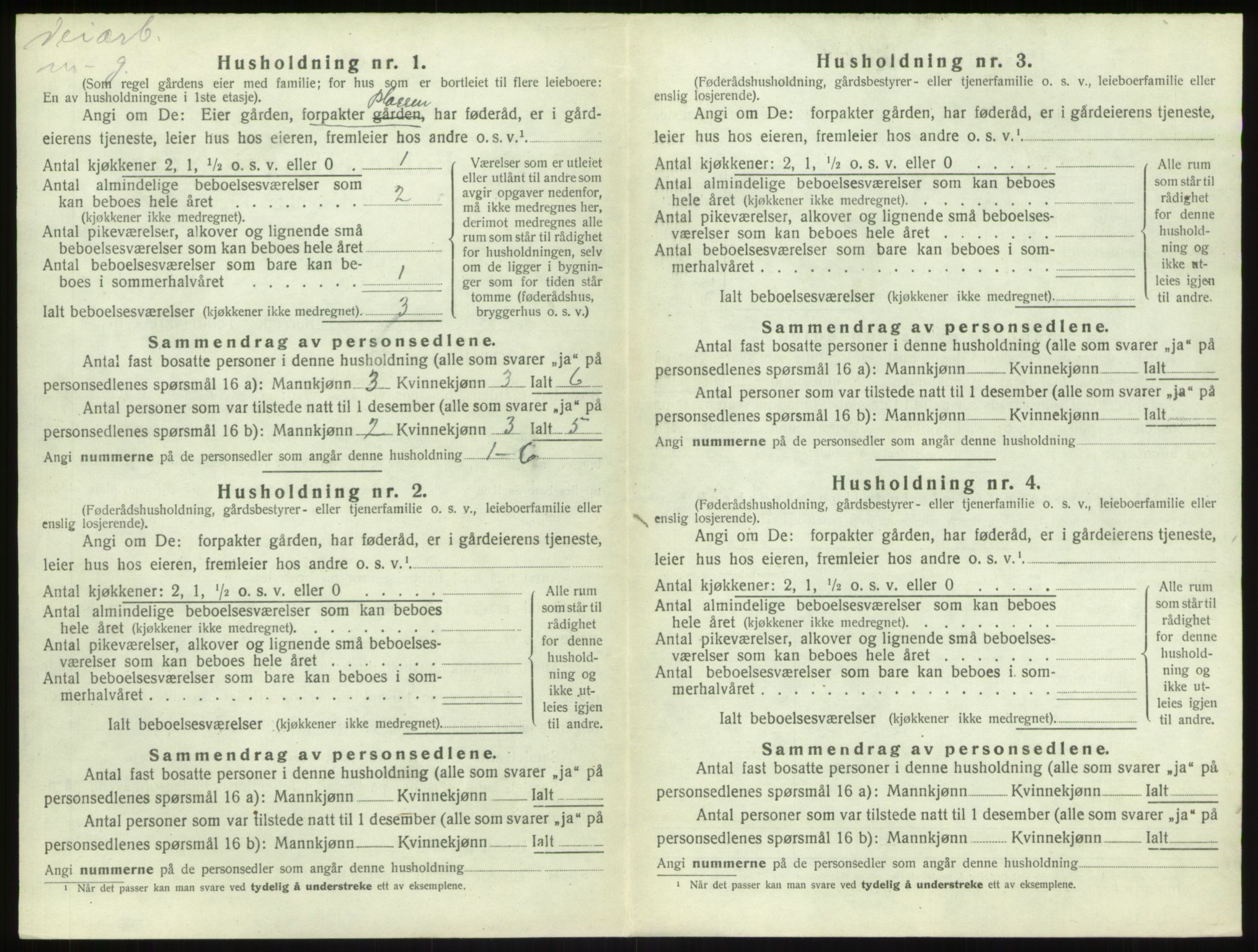 SAB, 1920 census for Sogndal, 1920, p. 1172