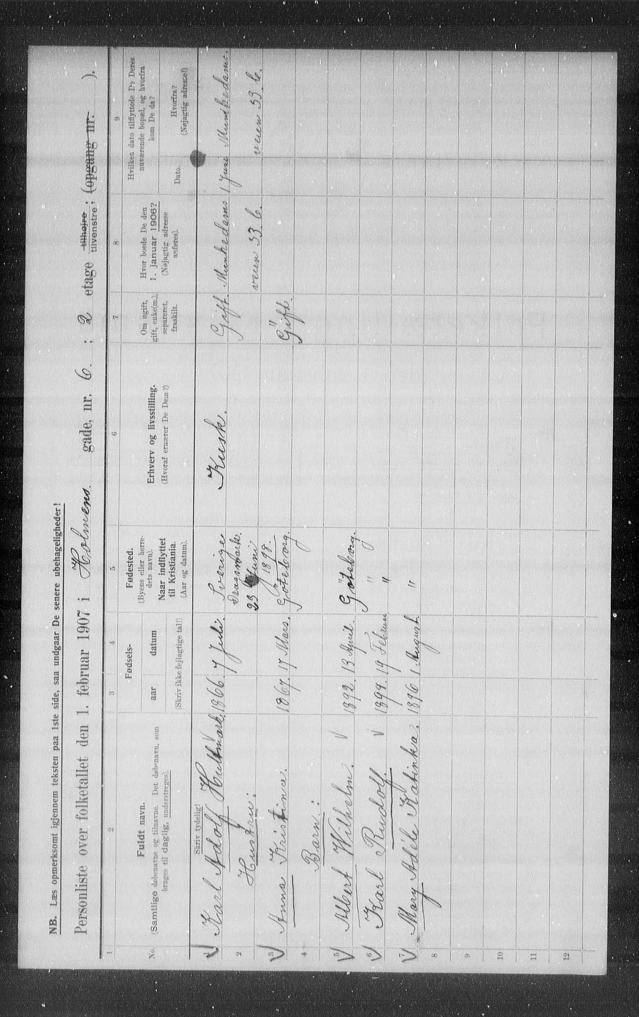 OBA, Municipal Census 1907 for Kristiania, 1907, p. 20997