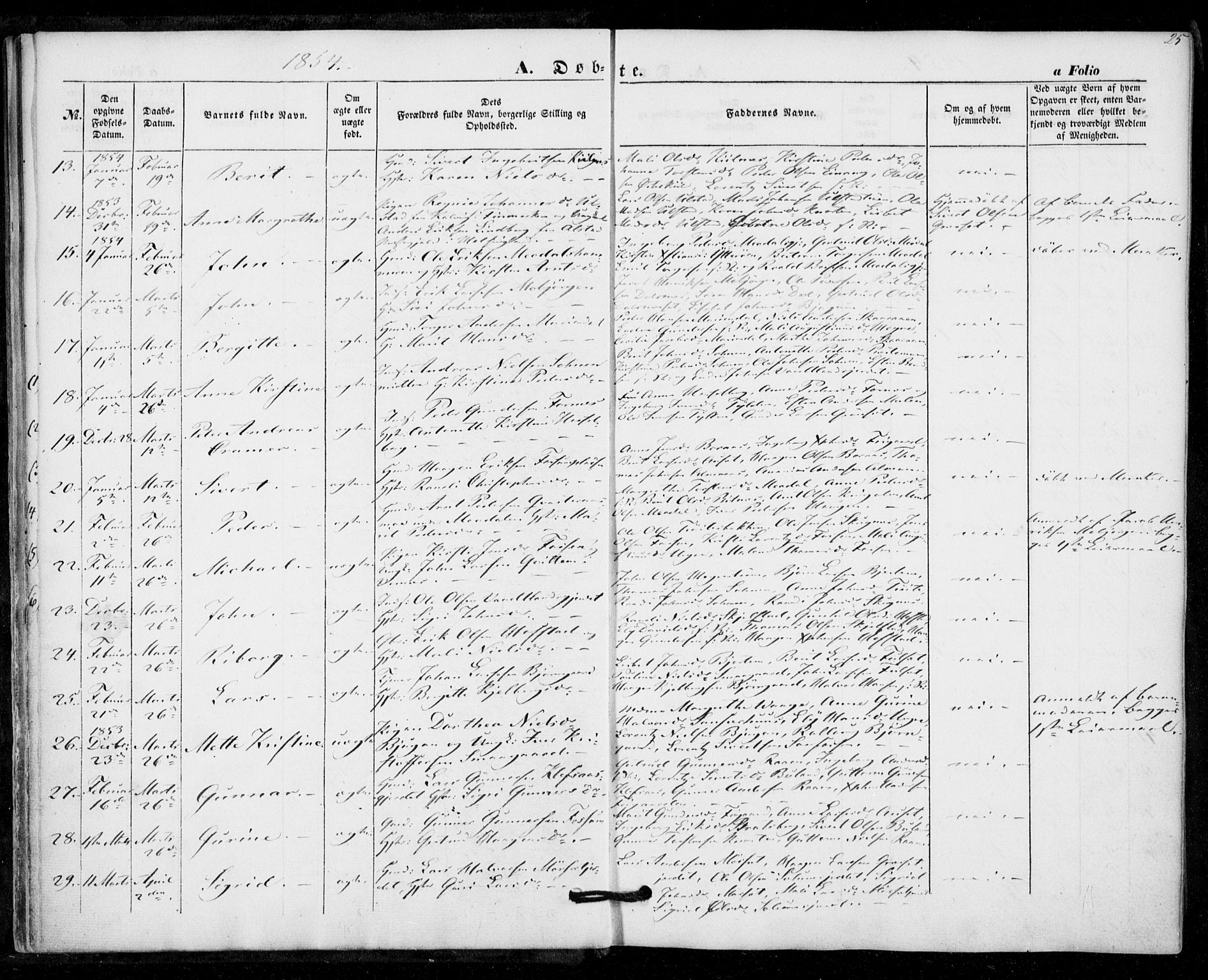 Ministerialprotokoller, klokkerbøker og fødselsregistre - Nord-Trøndelag, AV/SAT-A-1458/703/L0028: Parish register (official) no. 703A01, 1850-1862, p. 25