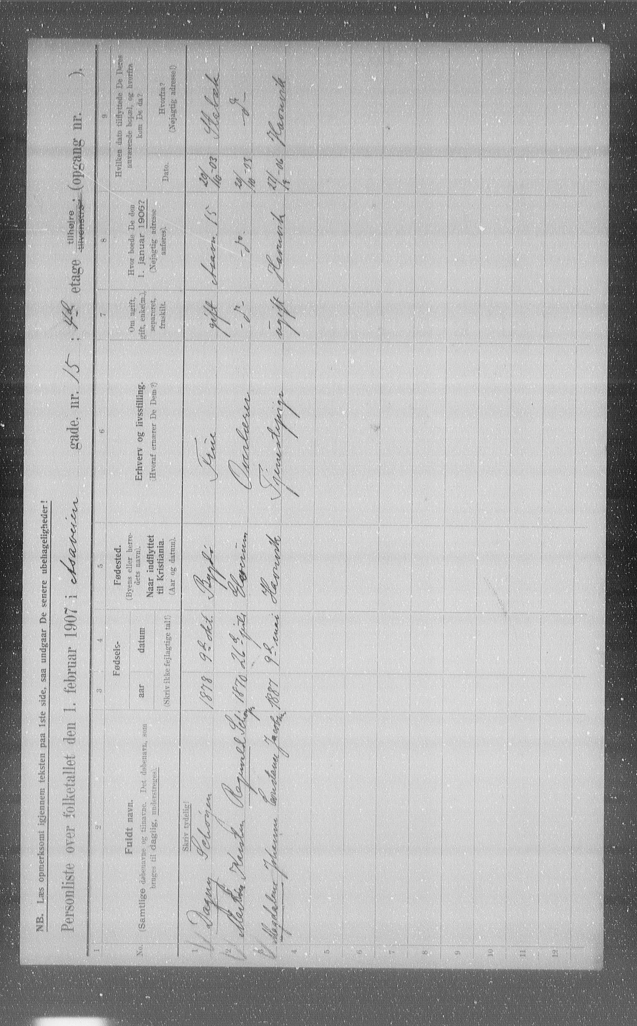 OBA, Municipal Census 1907 for Kristiania, 1907, p. 66627