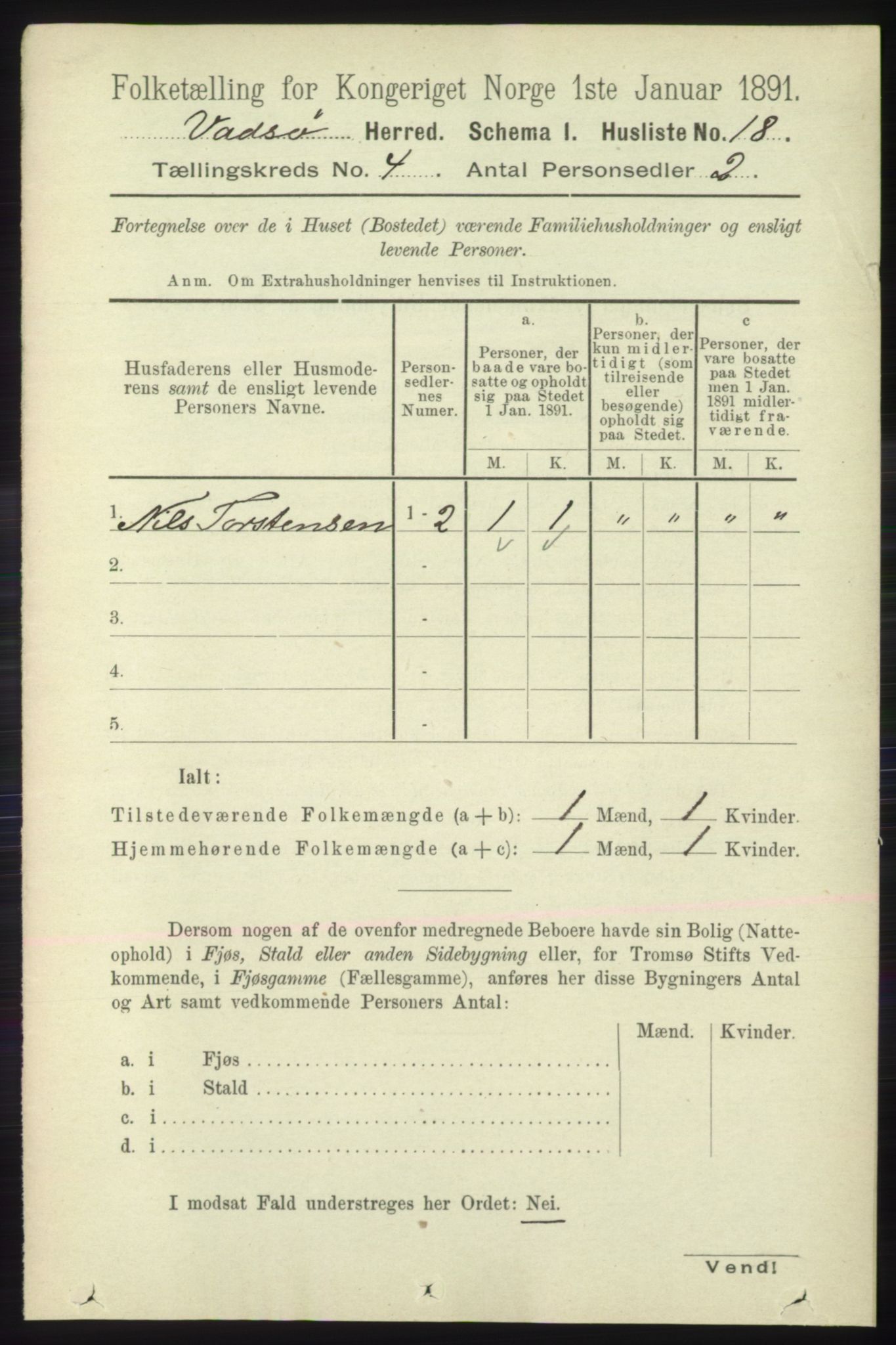 RA, 1891 census for 2029 Vadsø, 1891, p. 1161