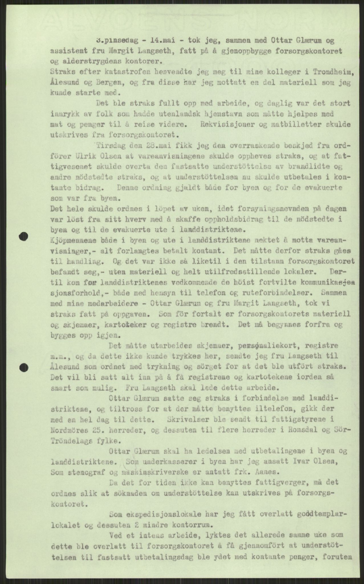 Forsvaret, Forsvarets krigshistoriske avdeling, AV/RA-RAFA-2017/Y/Ya/L0015: II-C-11-31 - Fylkesmenn.  Rapporter om krigsbegivenhetene 1940., 1940, p. 663