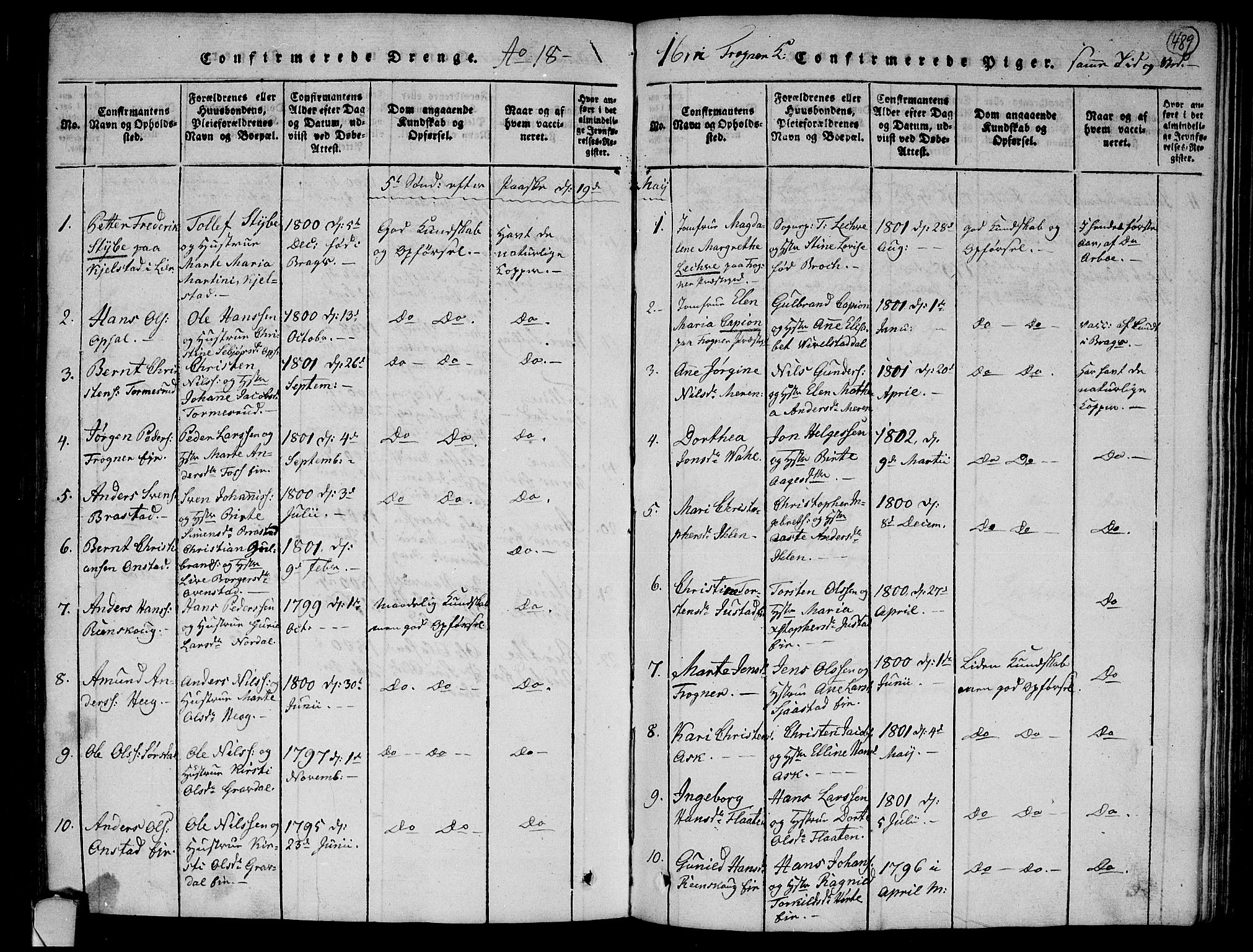 Lier kirkebøker, SAKO/A-230/F/Fa/L0008: Parish register (official) no. I 8, 1813-1825, p. 488-489