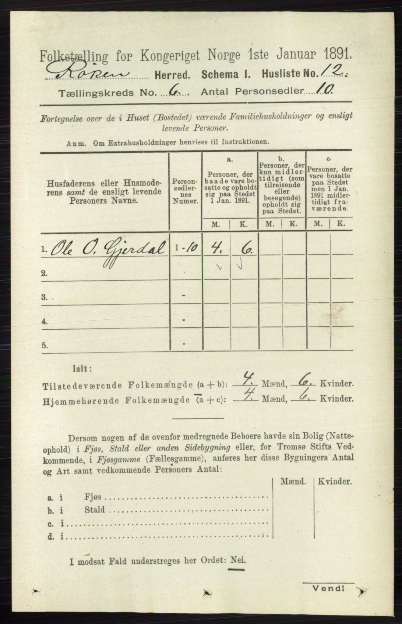 RA, 1891 census for 0627 Røyken, 1891, p. 3554