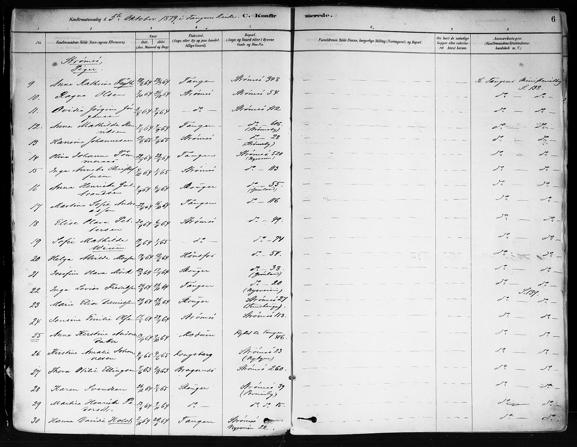 Strømsø kirkebøker, AV/SAKO-A-246/F/Fa/L0022: Parish register (official) no. I 22, 1879-1899, p. 6