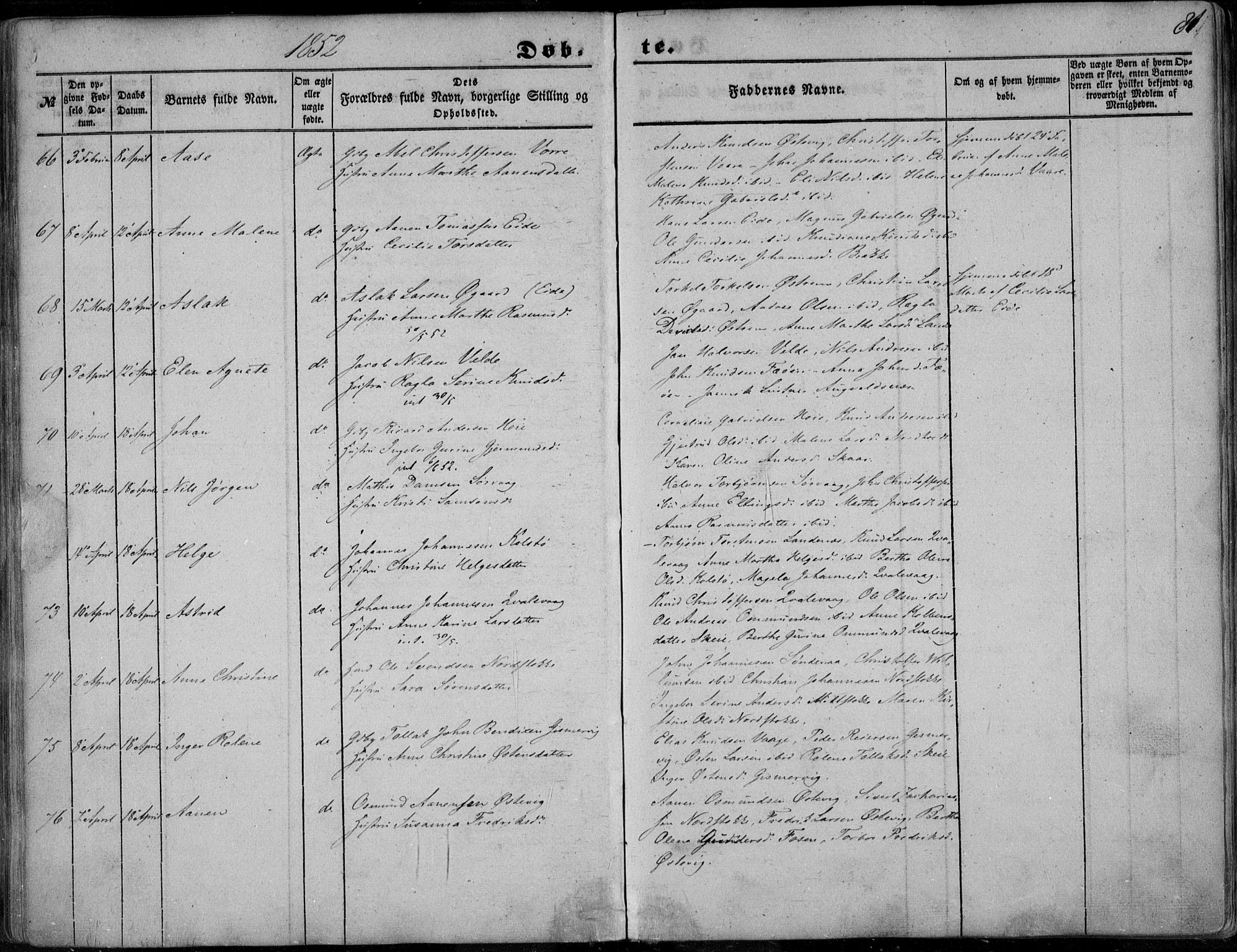 Avaldsnes sokneprestkontor, AV/SAST-A -101851/H/Ha/Haa/L0008: Parish register (official) no. A 8, 1847-1857, p. 81