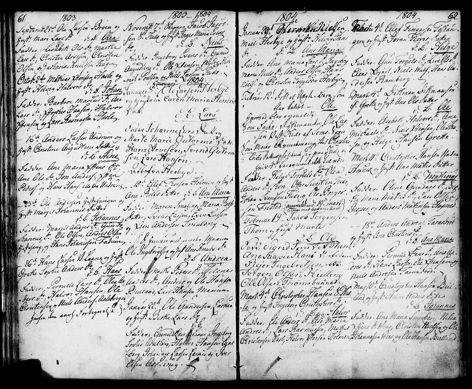 Sem kirkebøker, AV/SAKO-A-5/F/Fa/L0003: Parish register (official) no. I 3, 1799-1814, p. 61-62