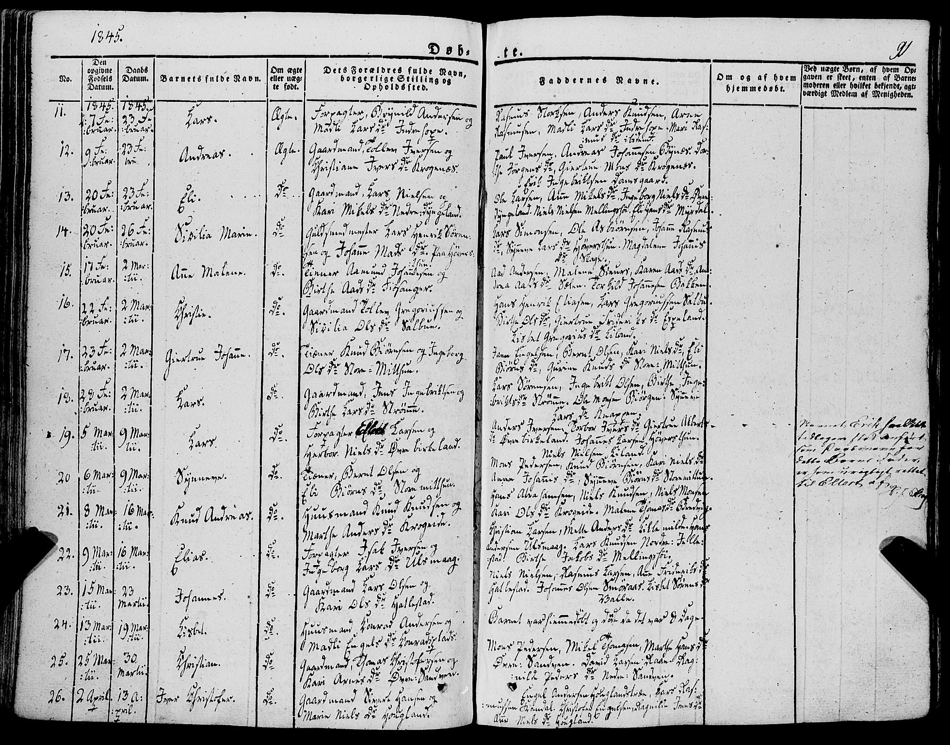 Fana Sokneprestembete, AV/SAB-A-75101/H/Haa/Haaa/L0008: Parish register (official) no. A 8, 1829-1851, p. 91