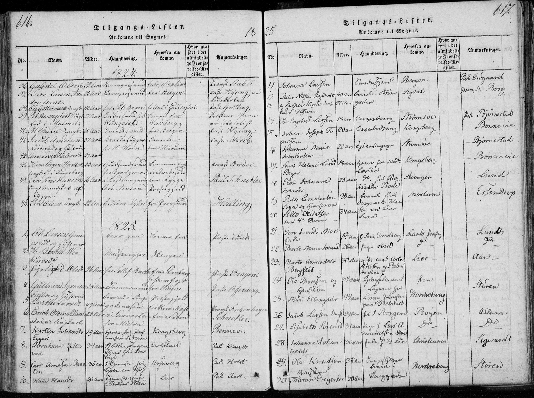 Bragernes kirkebøker, SAKO/A-6/F/Fa/L0007: Parish register (official) no. I 7, 1815-1829, p. 616-617