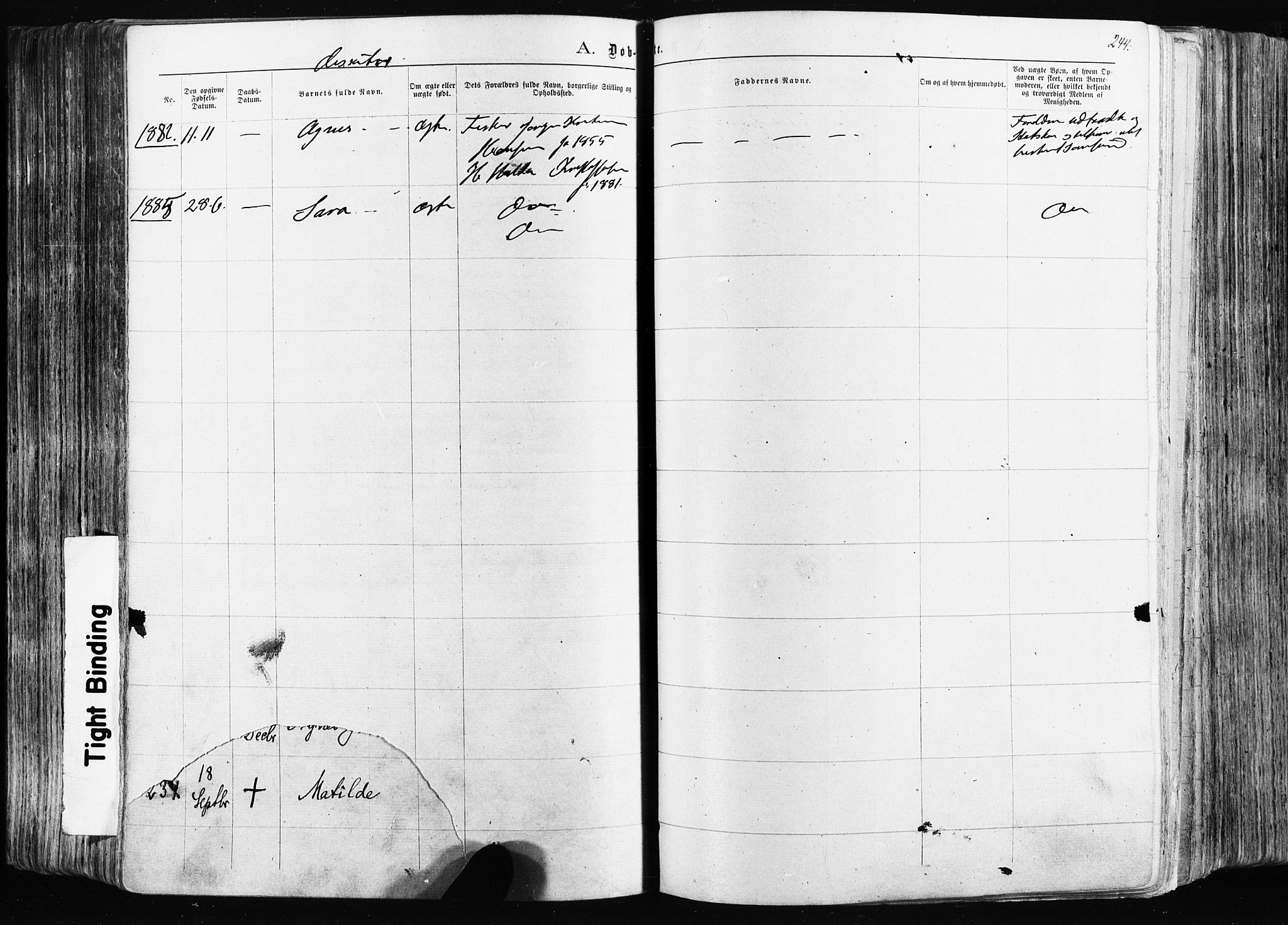 Østre Aker prestekontor Kirkebøker, AV/SAO-A-10840/F/Fa/L0003: Parish register (official) no. I 3, 1869-1875, p. 244