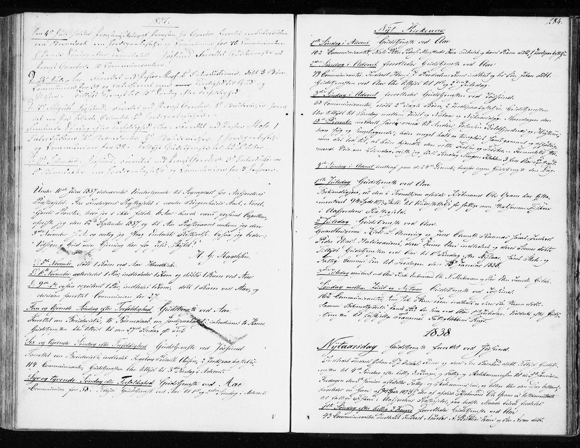 Ministerialprotokoller, klokkerbøker og fødselsregistre - Sør-Trøndelag, SAT/A-1456/655/L0676: Parish register (official) no. 655A05, 1830-1847, p. 284