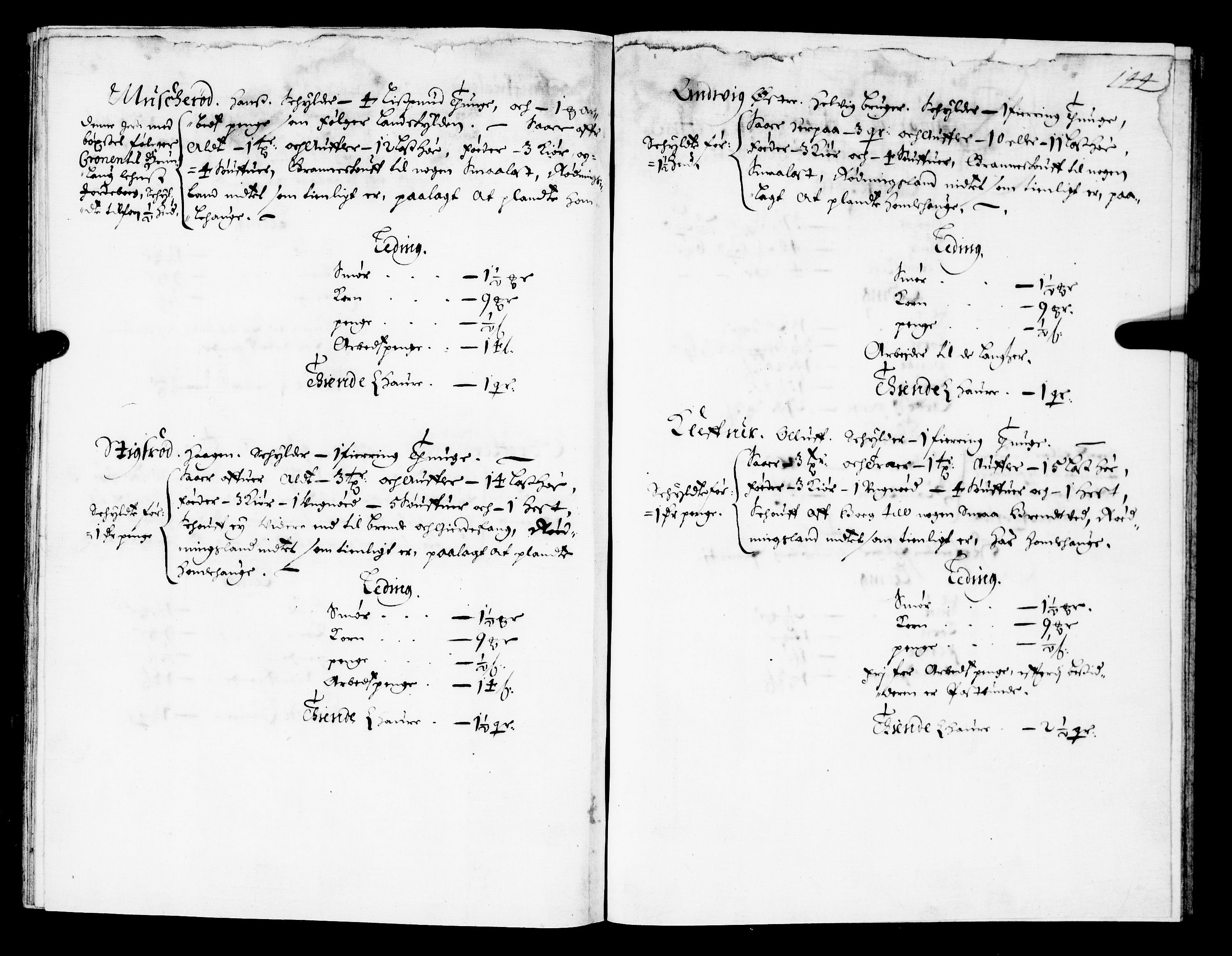 Rentekammeret inntil 1814, Realistisk ordnet avdeling, AV/RA-EA-4070/N/Nb/Nba/L0021: Brunla len, 1667, p. 143b-144a