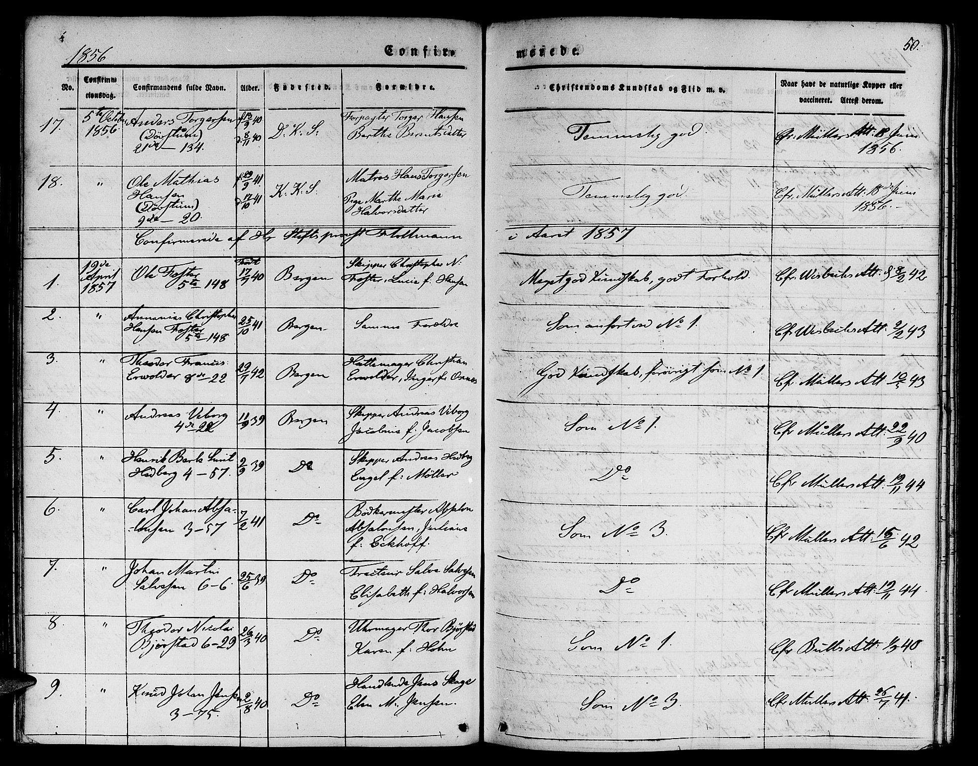 Nykirken Sokneprestembete, SAB/A-77101/H/Hab: Parish register (copy) no. C 1, 1844-1871, p. 50