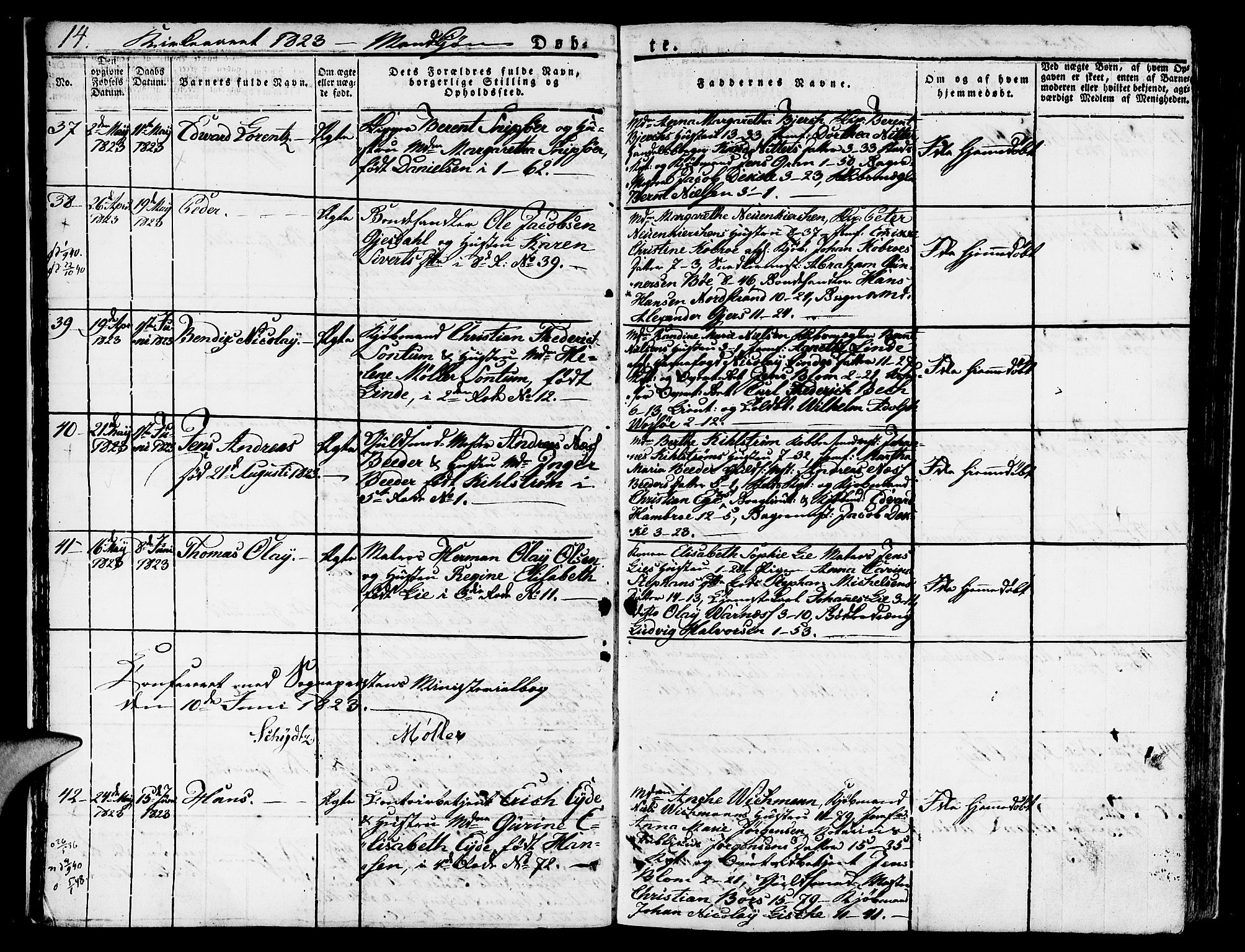 Nykirken Sokneprestembete, AV/SAB-A-77101/H/Hab: Parish register (copy) no. A 5I, 1821-1841, p. 14