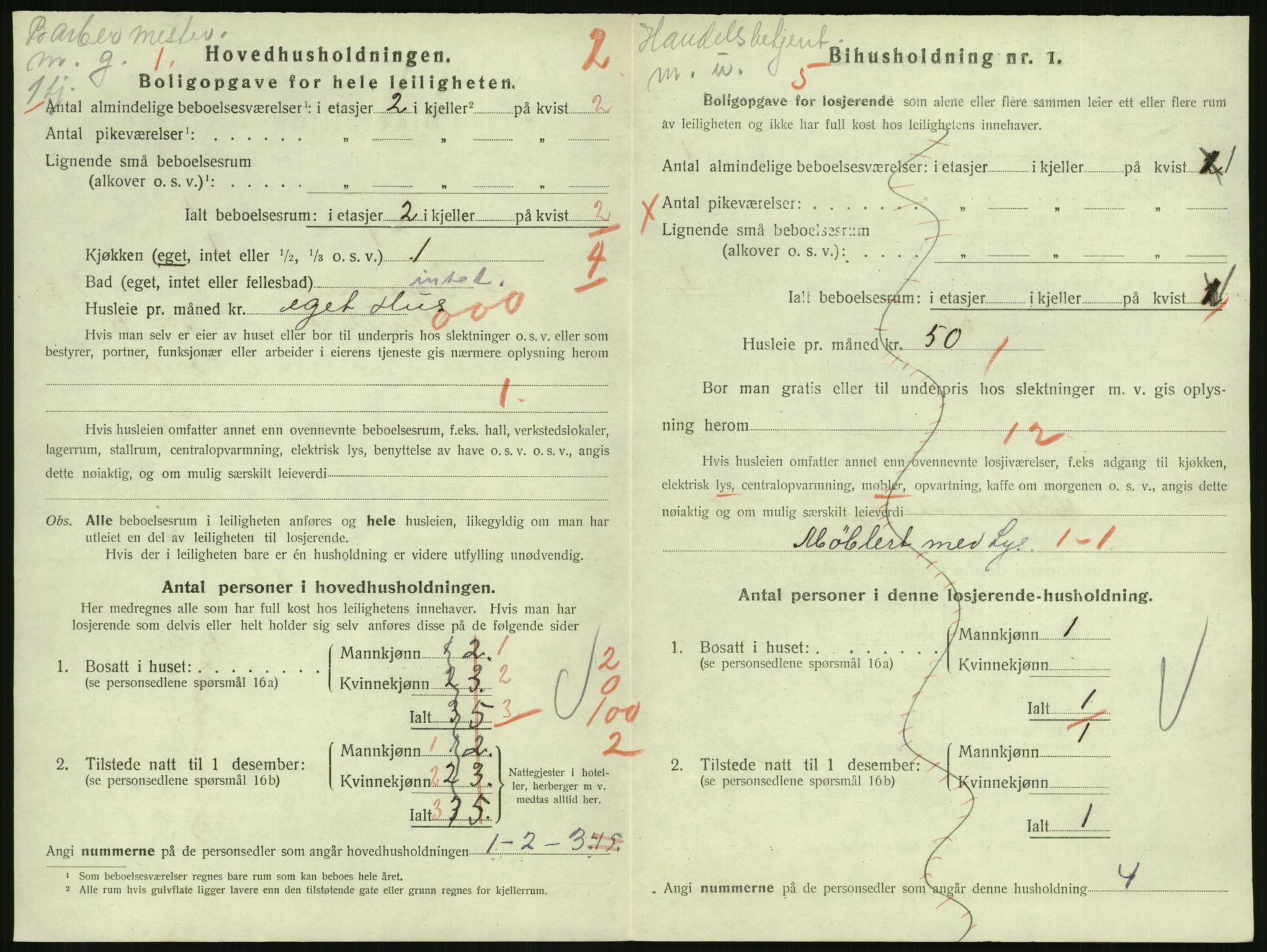 SAH, 1920 census for Lillehammer, 1920, p. 3417