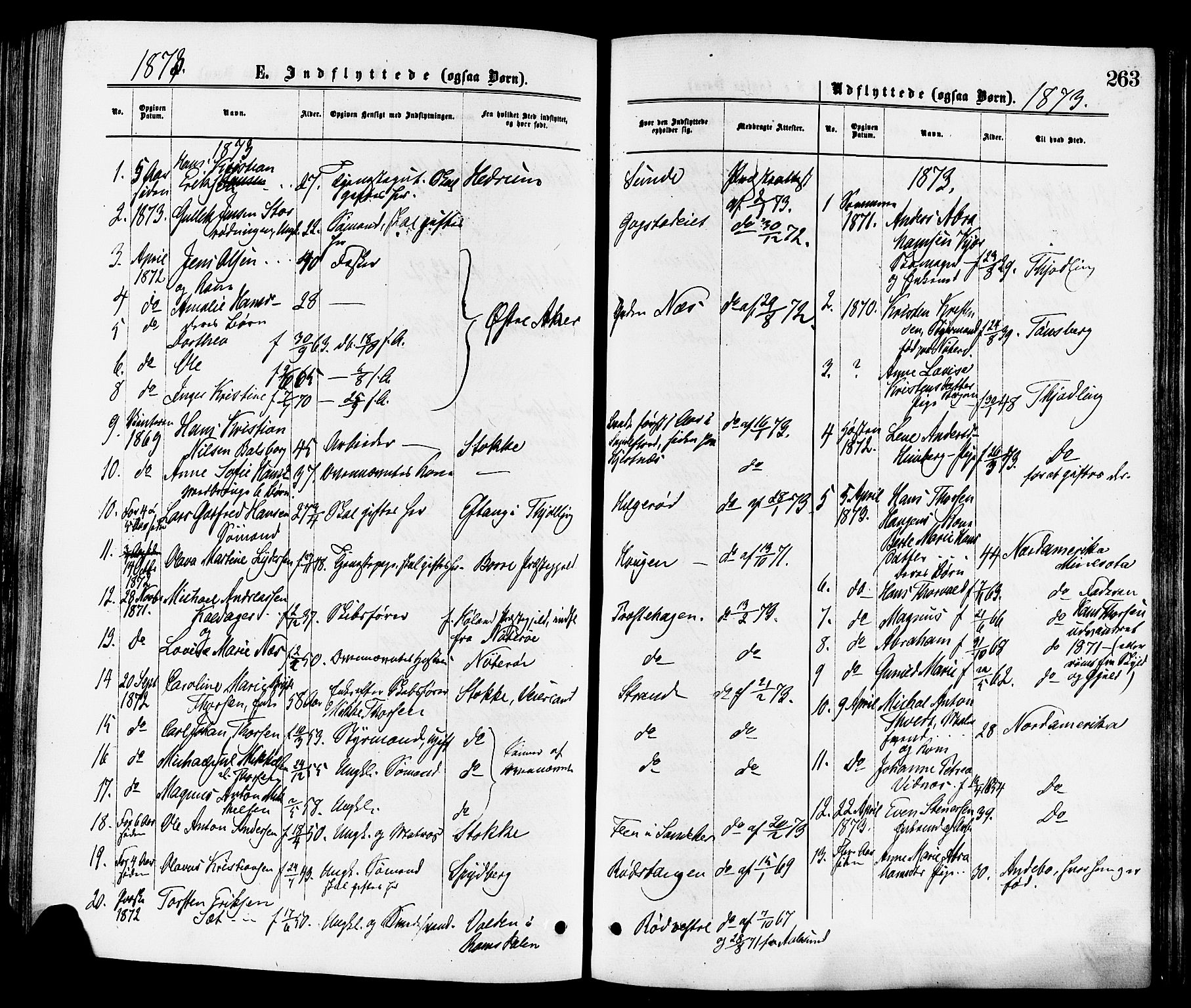 Sandar kirkebøker, SAKO/A-243/F/Fa/L0011: Parish register (official) no. 11, 1872-1882, p. 263