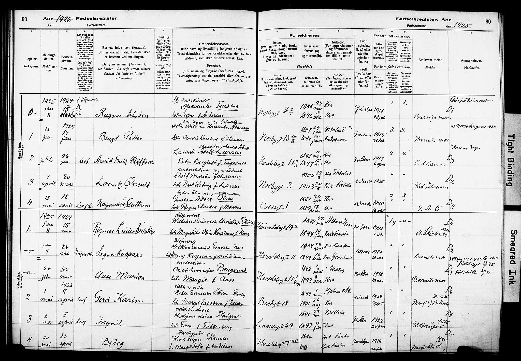 Wexel prestekontor Kirkebøker, AV/SAO-A-10879/J/L0001: Birth register no. 1, 1916-1930, p. 60