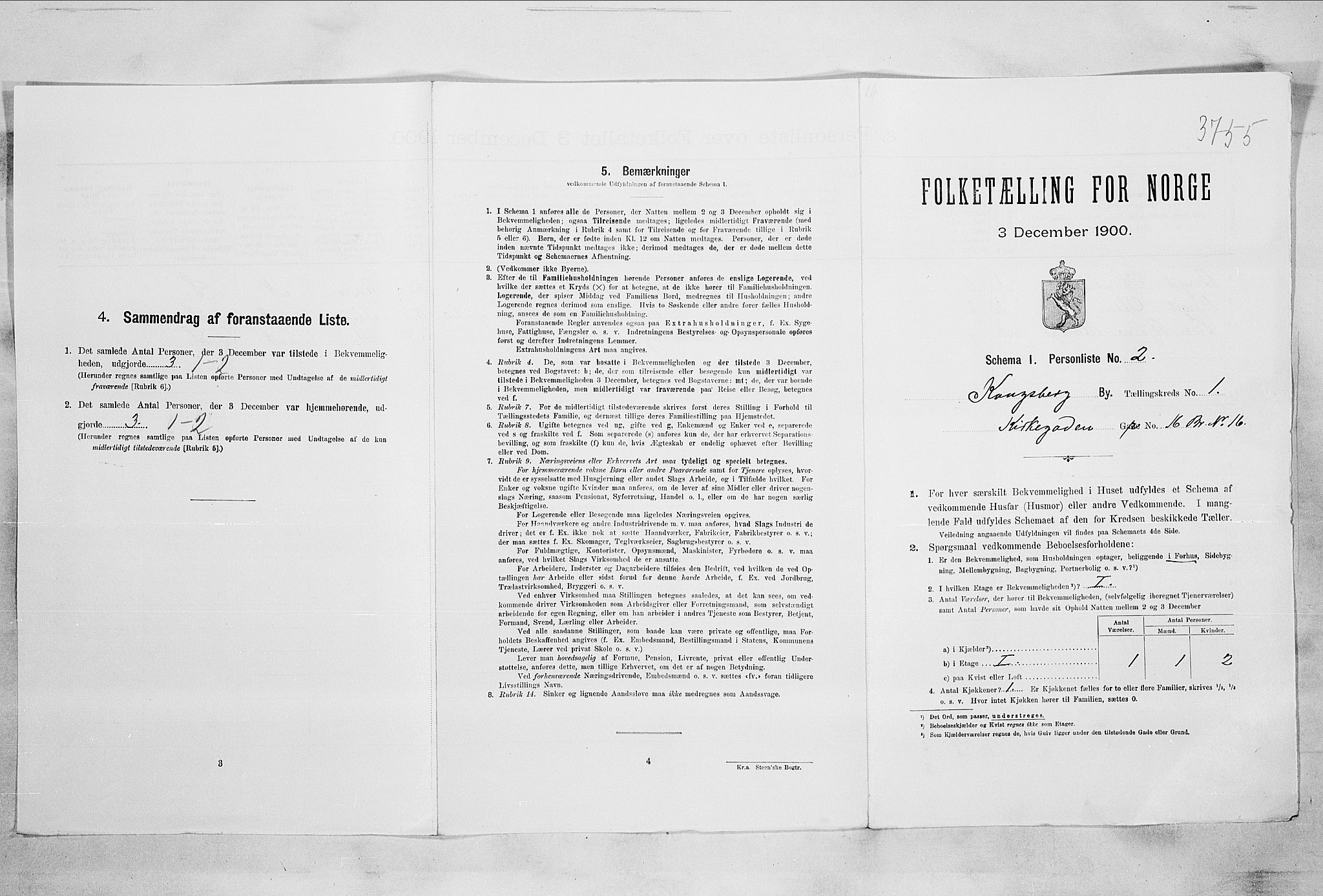 RA, 1900 census for Kongsberg, 1900, p. 102