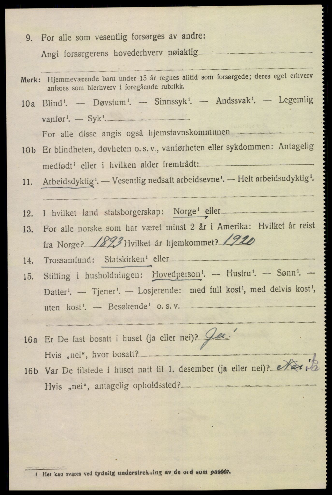 SAK, 1920 census for Vennesla, 1920, p. 3221