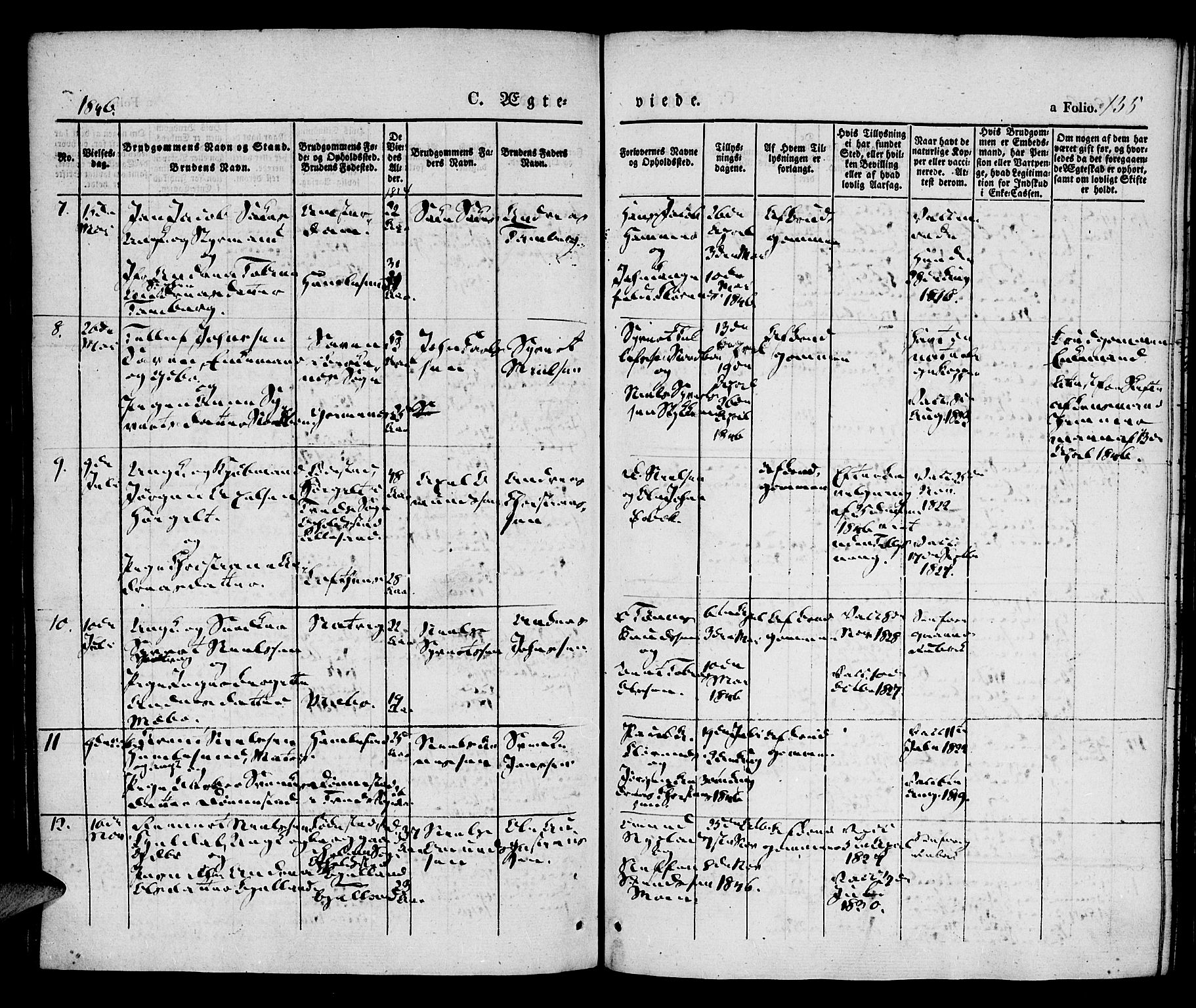 Vestre Moland sokneprestkontor, SAK/1111-0046/F/Fa/Fab/L0005: Parish register (official) no. A 5, 1841-1849, p. 135