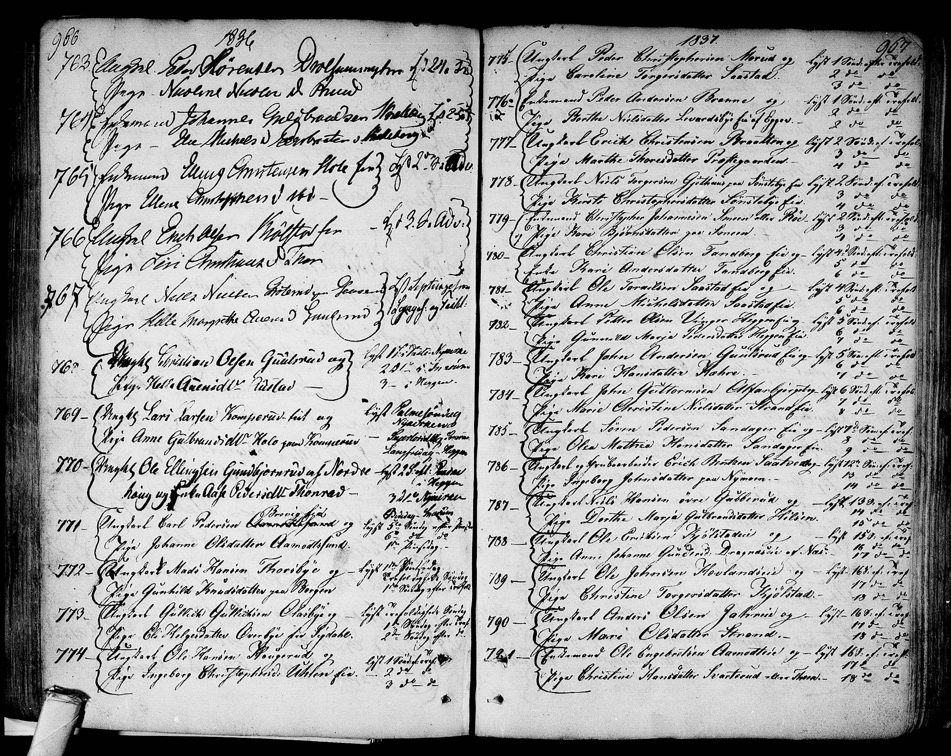 Modum kirkebøker, AV/SAKO-A-234/F/Fa/L0003: Parish register (official) no. 3, 1783-1819, p. 966-967