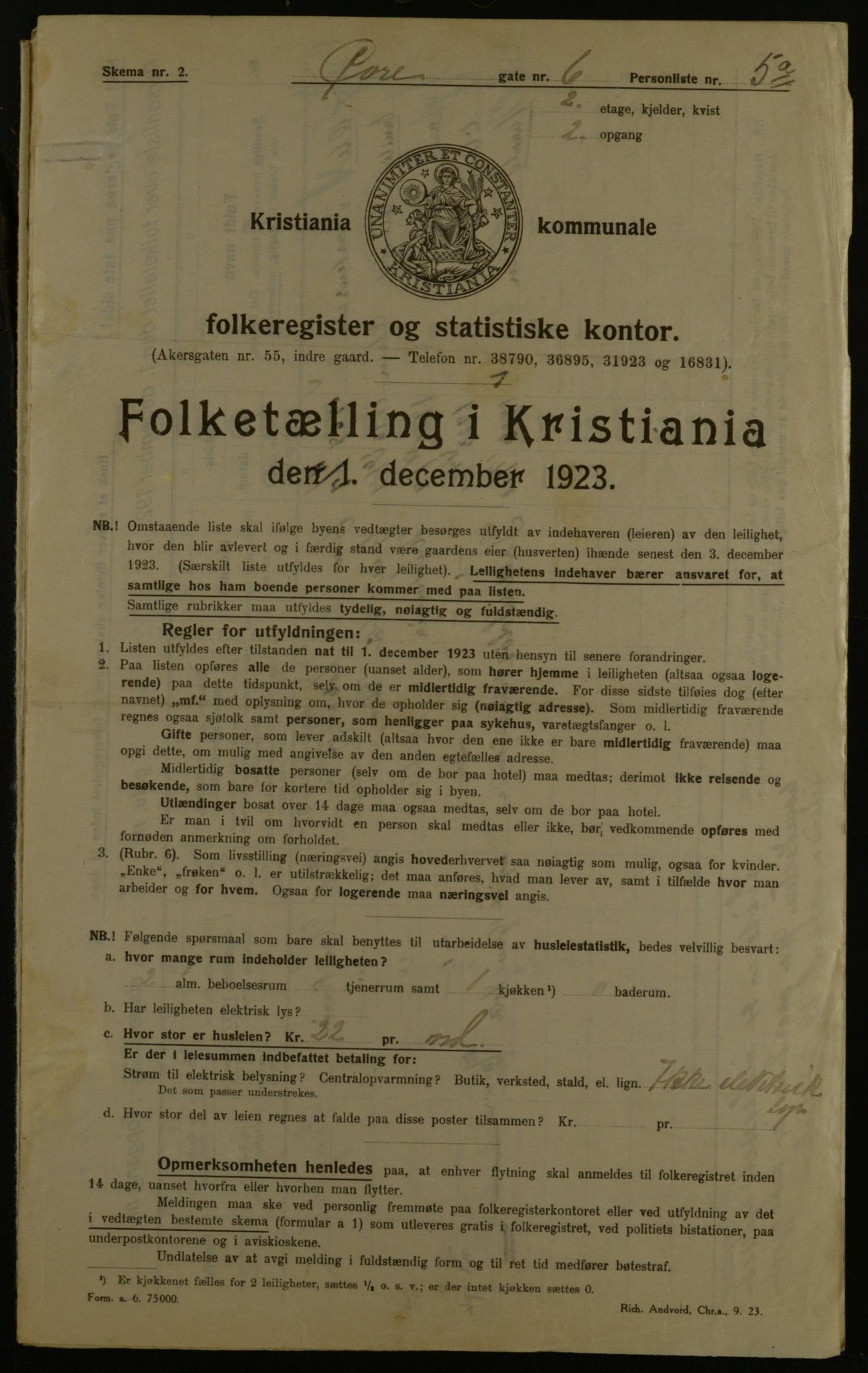 OBA, Municipal Census 1923 for Kristiania, 1923, p. 143118