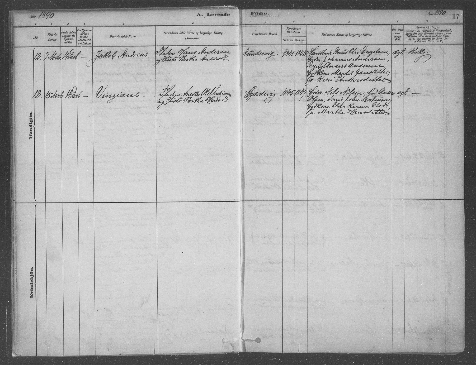 Fusa sokneprestembete, AV/SAB-A-75401/H/Haa: Parish register (official) no. B 1, 1880-1938, p. 17