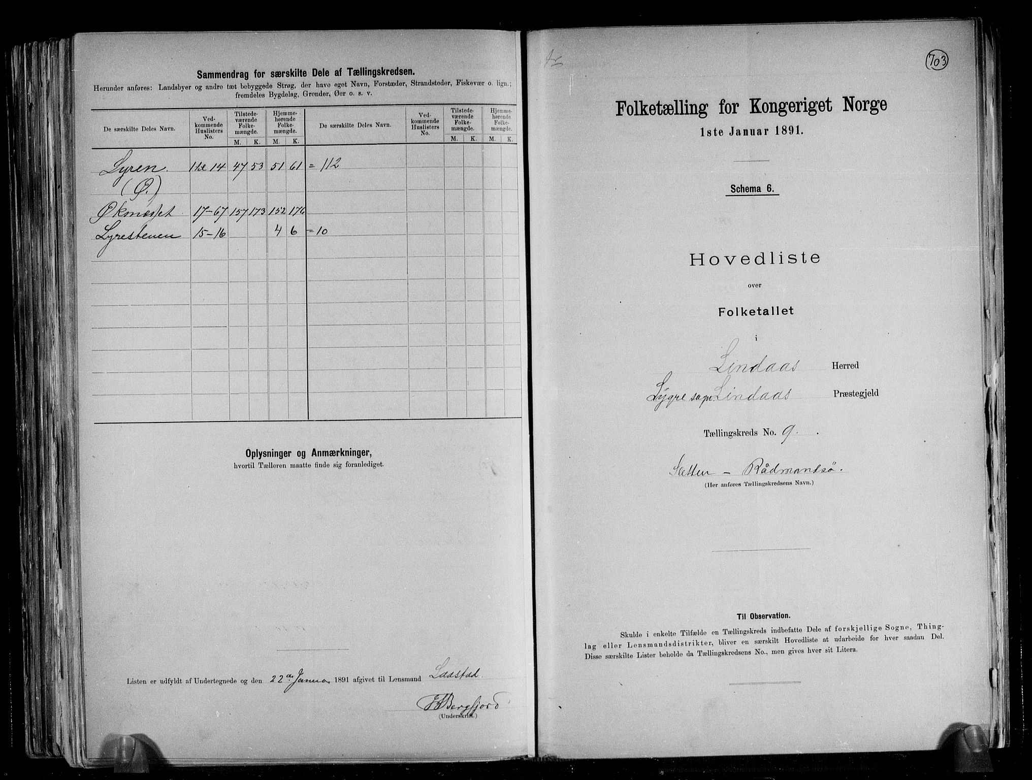 RA, 1891 census for 1263 Lindås, 1891, p. 21