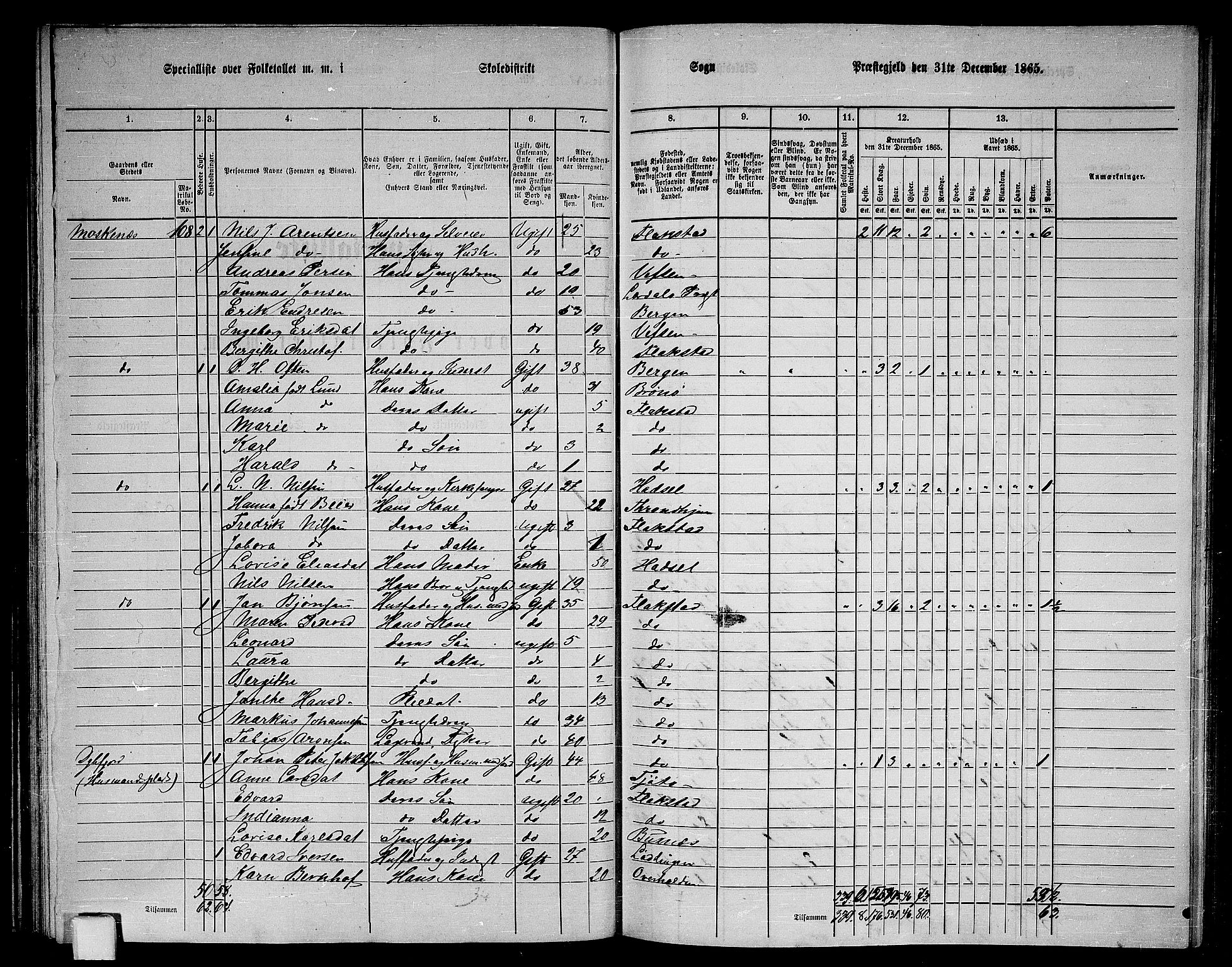 RA, 1865 census for Flakstad, 1865, p. 19