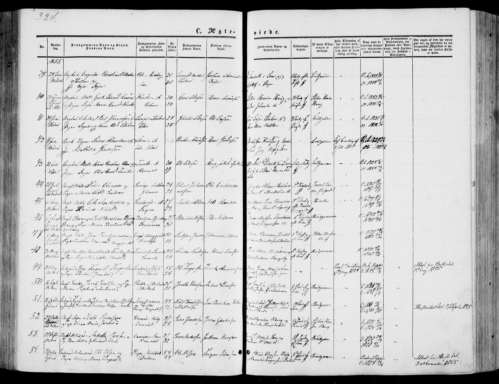 Nøtterøy kirkebøker, SAKO/A-354/F/Fa/L0006: Parish register (official) no. I 6, 1852-1864, p. 324