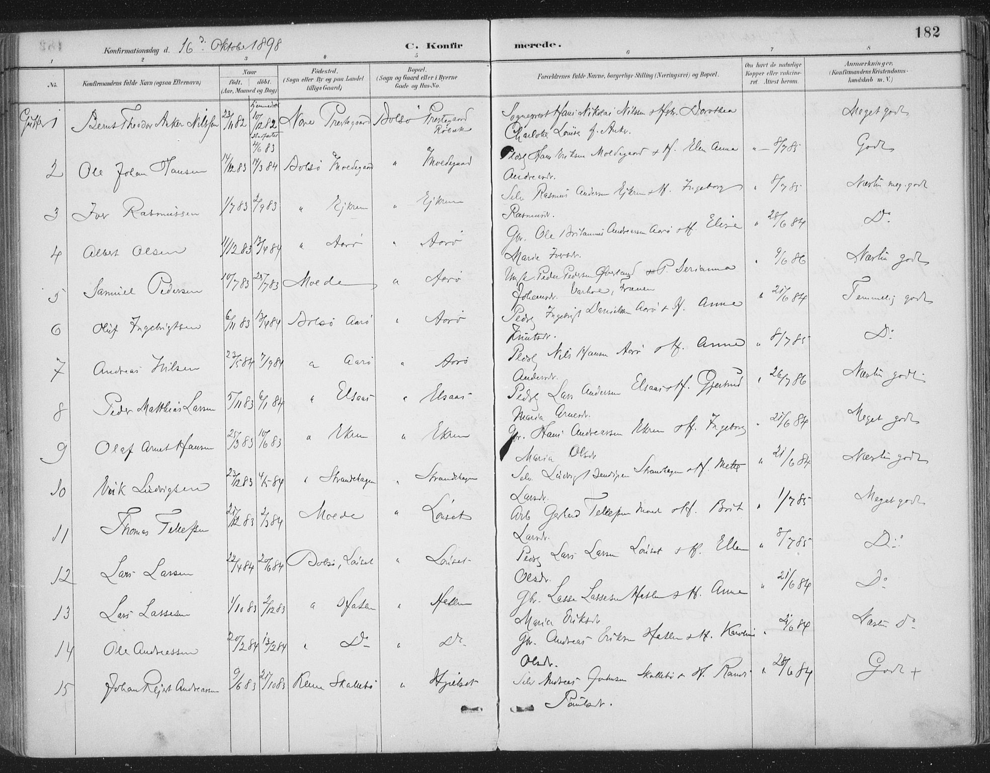 Ministerialprotokoller, klokkerbøker og fødselsregistre - Møre og Romsdal, AV/SAT-A-1454/555/L0658: Parish register (official) no. 555A09, 1887-1917, p. 182