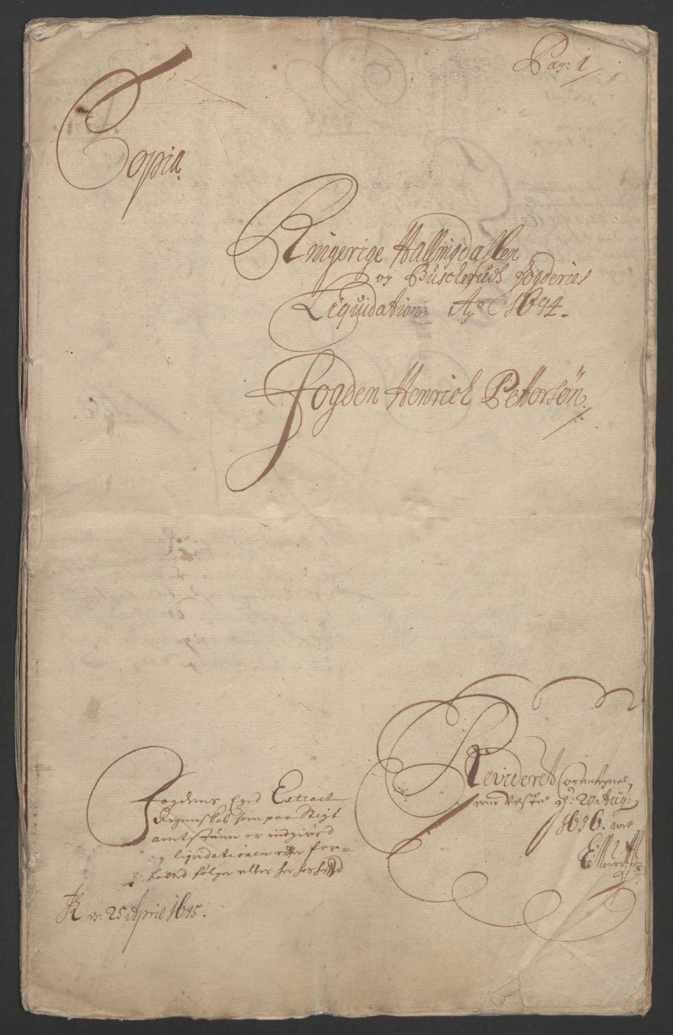 Rentekammeret inntil 1814, Reviderte regnskaper, Fogderegnskap, RA/EA-4092/R22/L1451: Fogderegnskap Ringerike, Hallingdal og Buskerud, 1694, p. 4